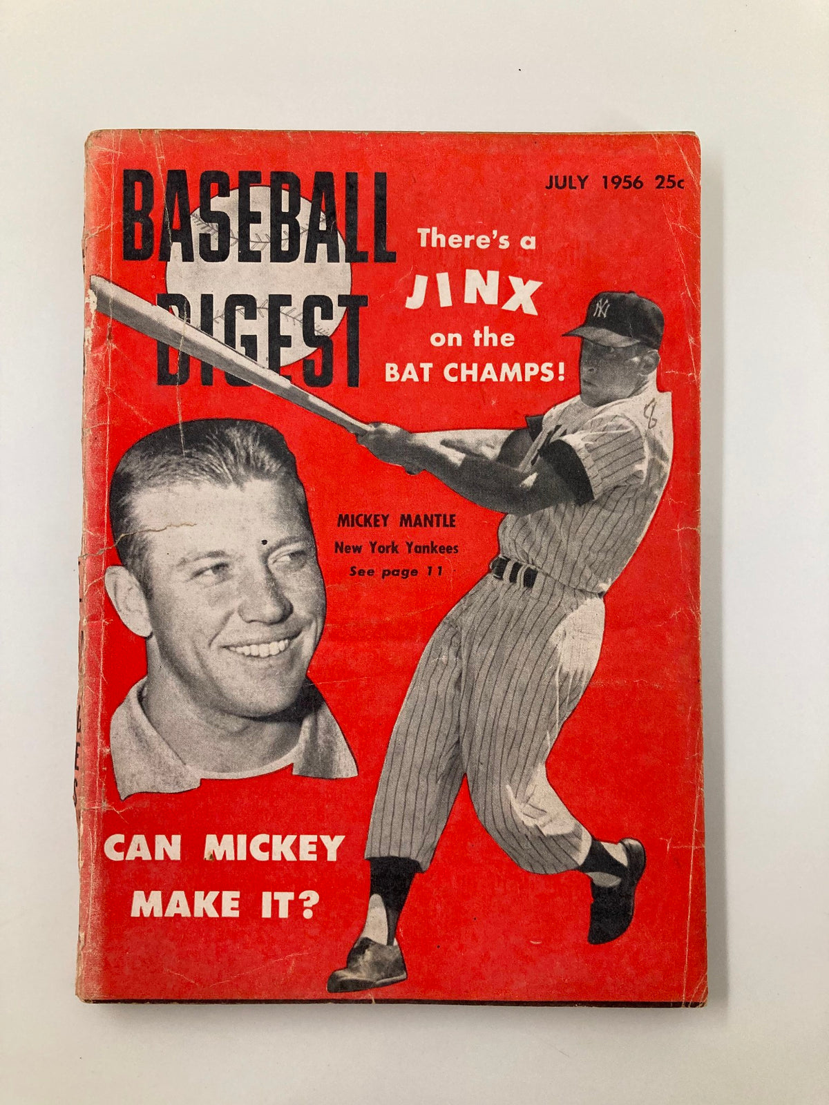 Vintage Baseball Digest July 1956 Mickey Mantle New York Yankees No Label