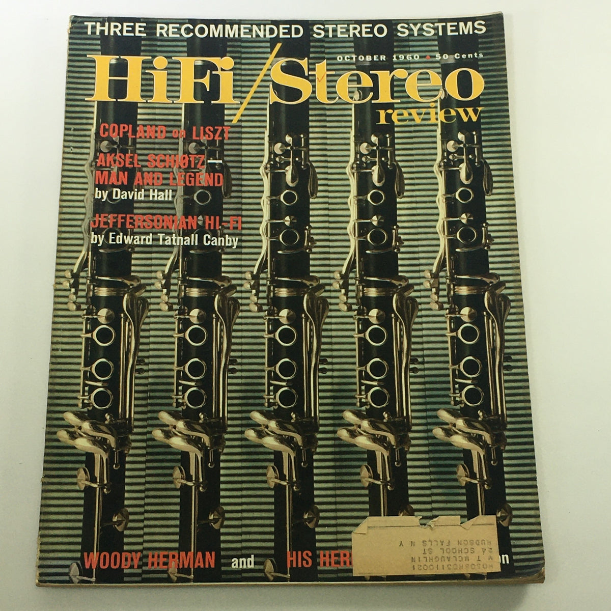 Cover of VTG HiFi Stereo Review Magazine, October 1960 featuring an article on Aksel Schiotz by David Hall, showcasing vintage audio technology and instruments.