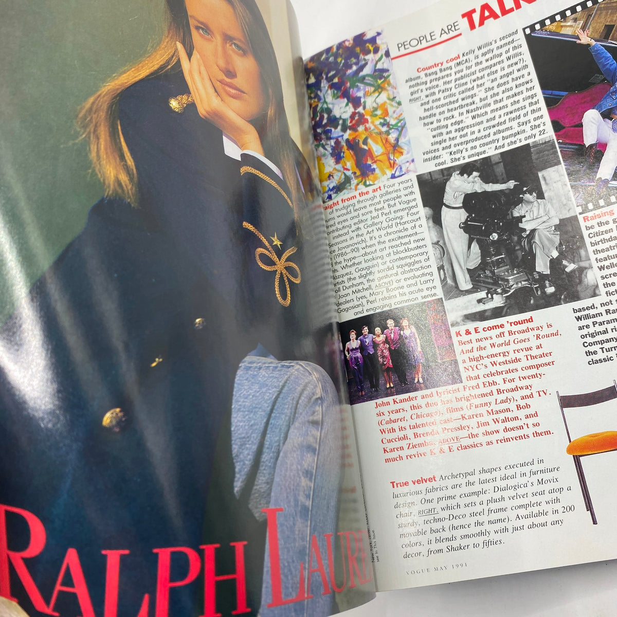 Another inside page of Vogue Magazine May 1991, focusing on fashion articles and culture, including Ralph Lauren trends.
