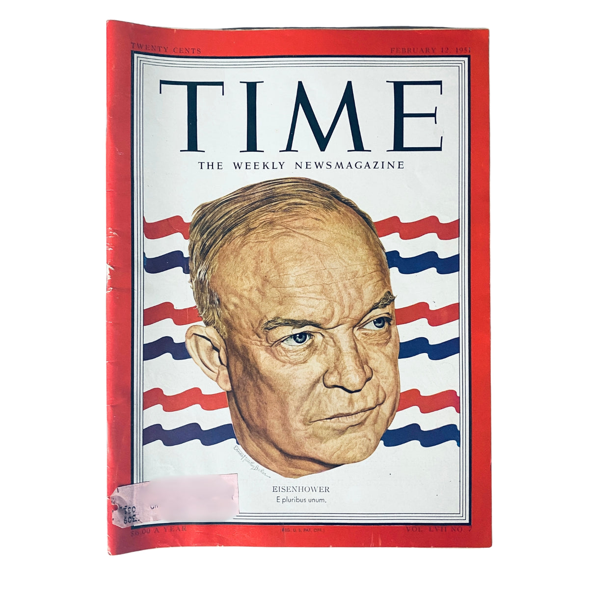 Time Magazine February 12, 1951, Vol. 57 No. 7 featuring a cover portrait of Dwight D. Eisenhower, highlighting his role as Supreme Allied Commander Europe during the early Cold War.