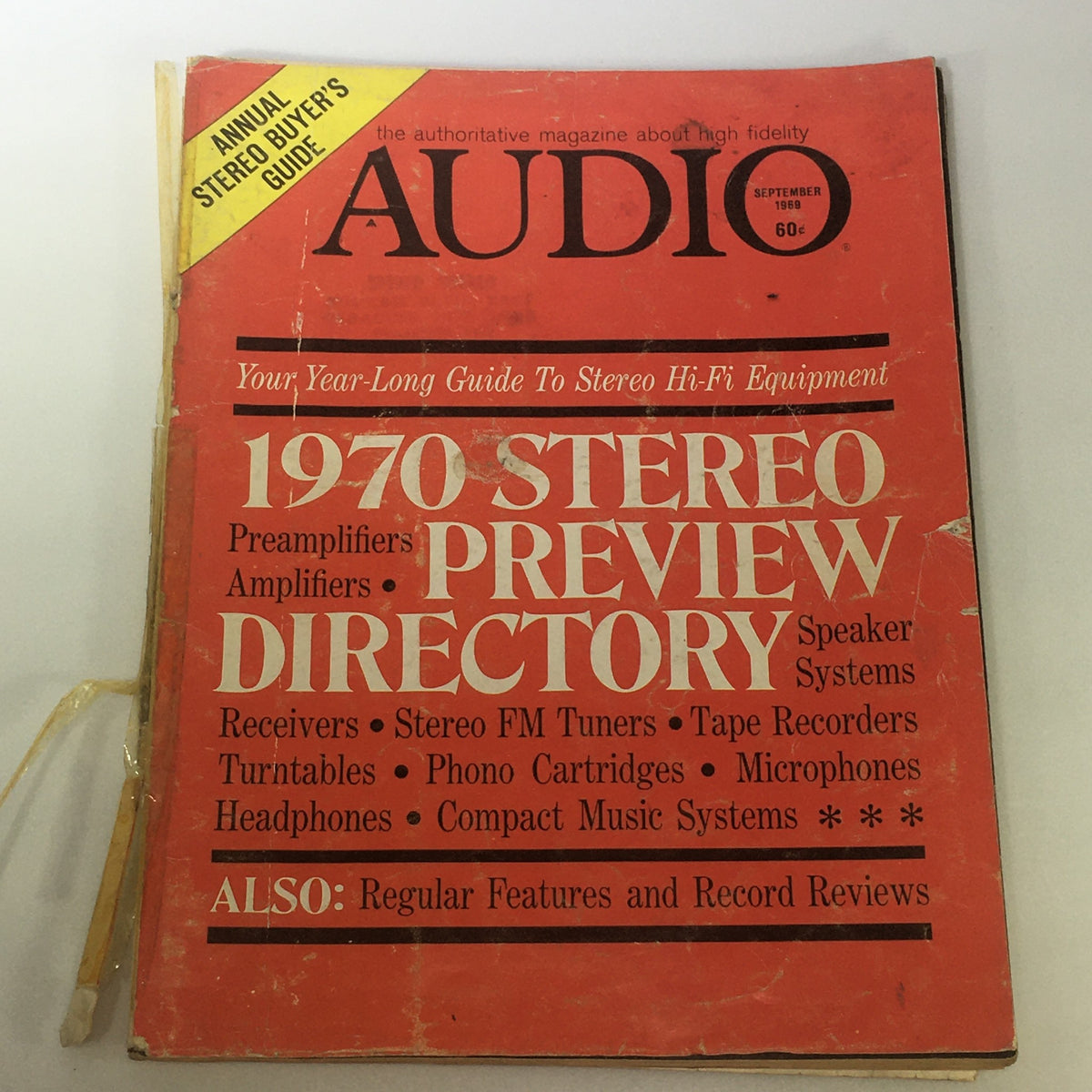 Vintage Audio & Music Magazine from September 1969 featuring the 1970 Stereo Preview Directory, showcasing details on stereo equipment and hi-fi systems.