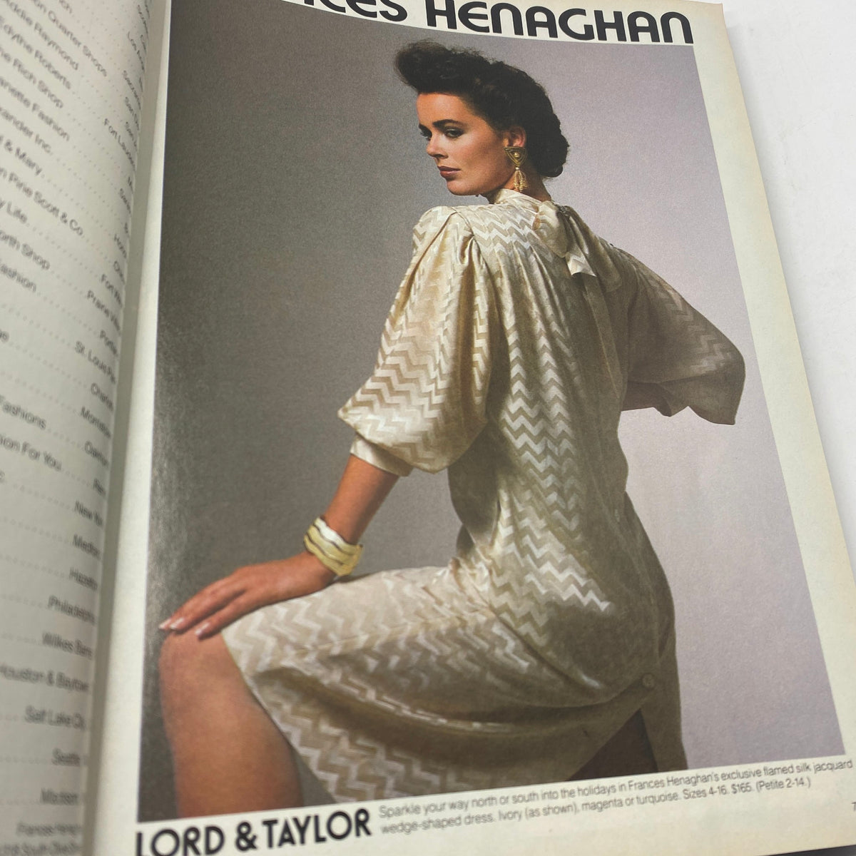 VTG Vogue Magazine October 1984 featuring a model in an elegant ivory dress, highlighting 1980s fashion trends with striking design and detail during the era.