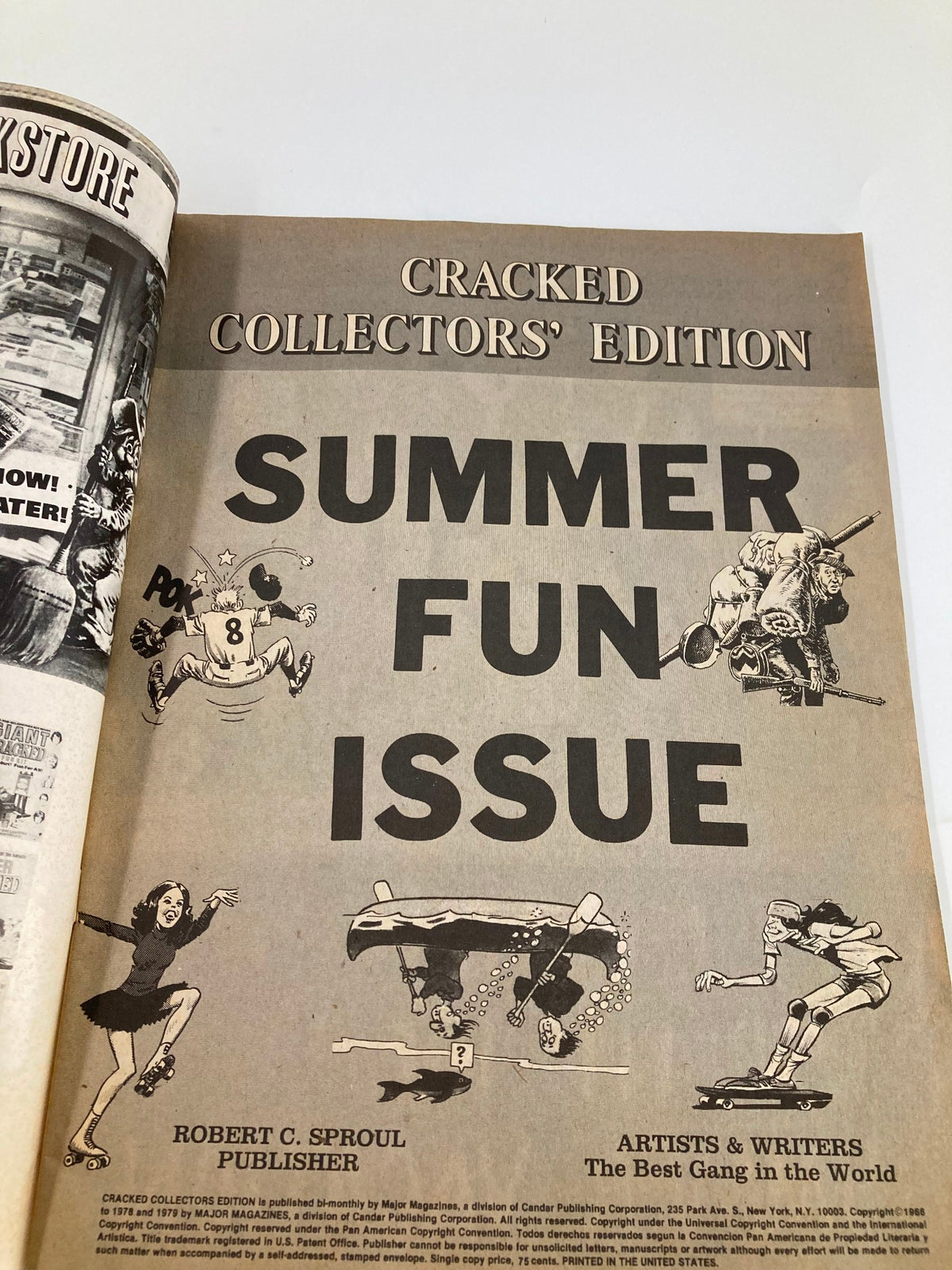 Interior page of Cracked Magazine November 1979 Summer Fun Collector's Edition showcasing the title 'SUMMER FUN ISSUE' with humorous illustrations, highlighting the vintage charm of this collector's item.