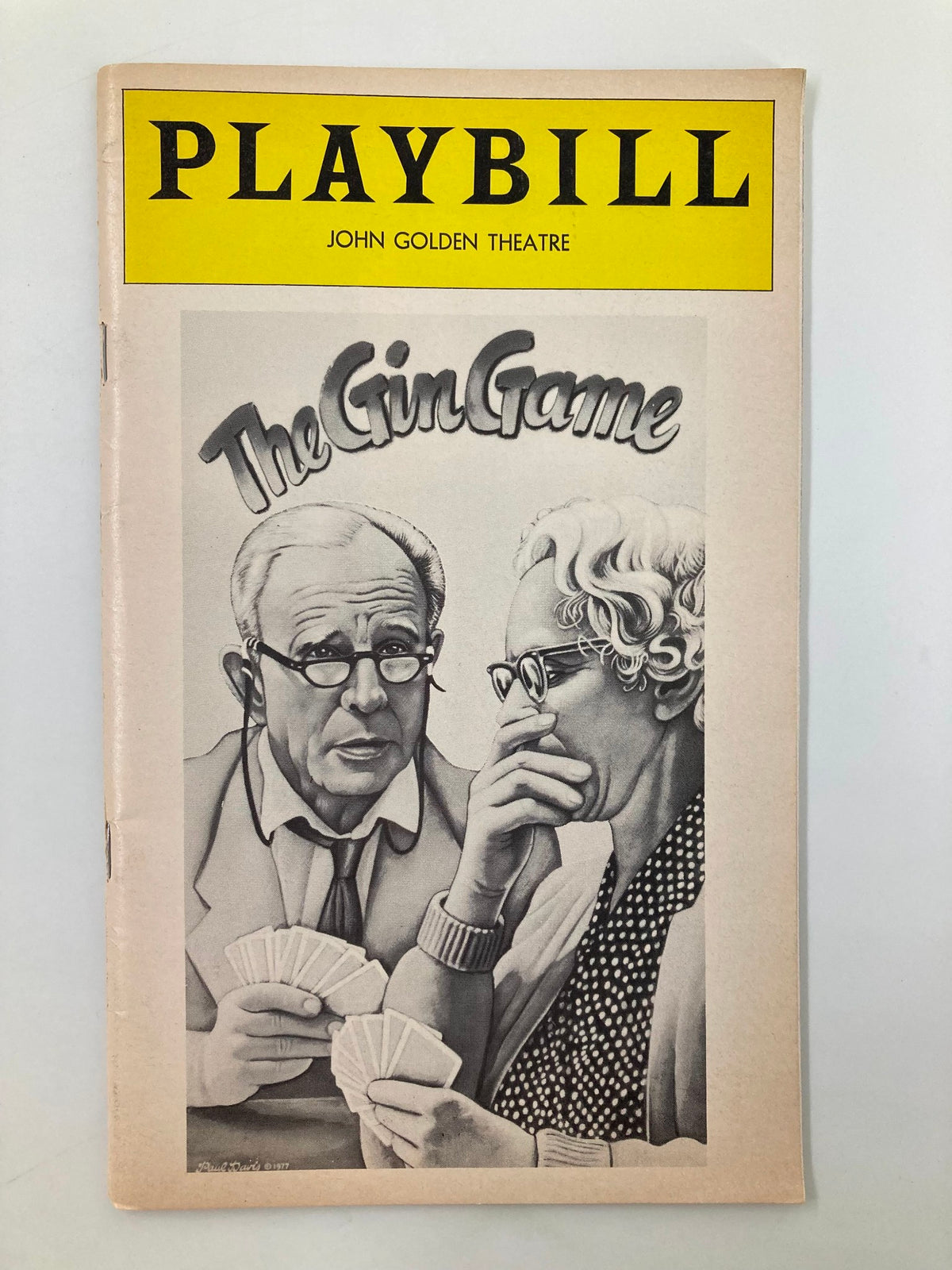 1978 Playbill for The Gin Game at John Golden Theatre featuring artwork of characters playing cards, starring Jessica Tandy and Hume Cronyn.