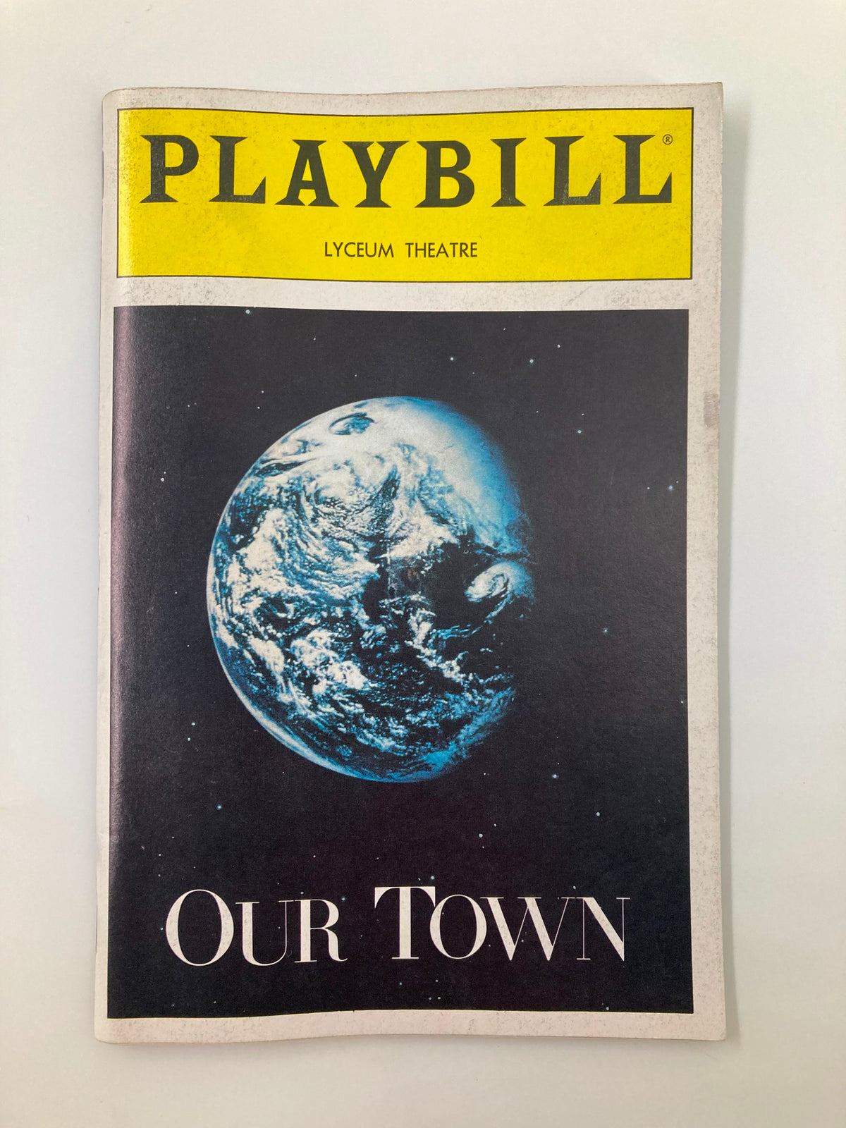 Cover of the 1988 Playbill for the Lyceum Theatre production of Our Town featuring an image of Earth.