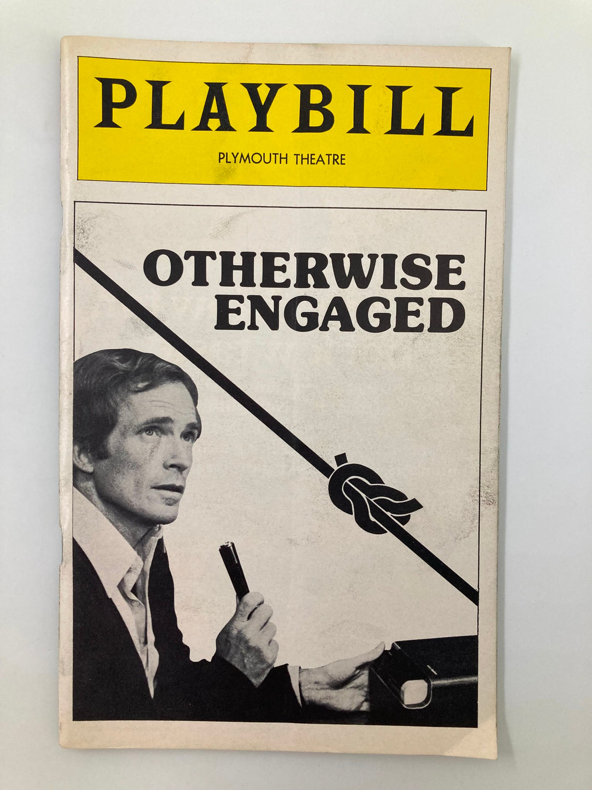 1977 Playbill from Plymouth Theatre for the show 'Otherwise Engaged' featuring a black and white image of a male actor deep in thought.