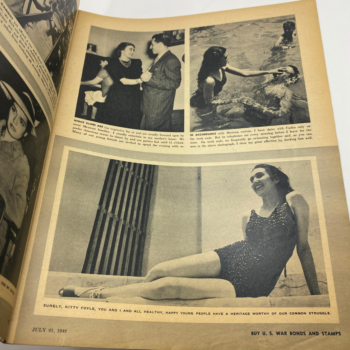 Another interior page of VTG Pic Magazine July 21 1942, showcasing vintage photographs and articles representing early 1940s entertainment culture.