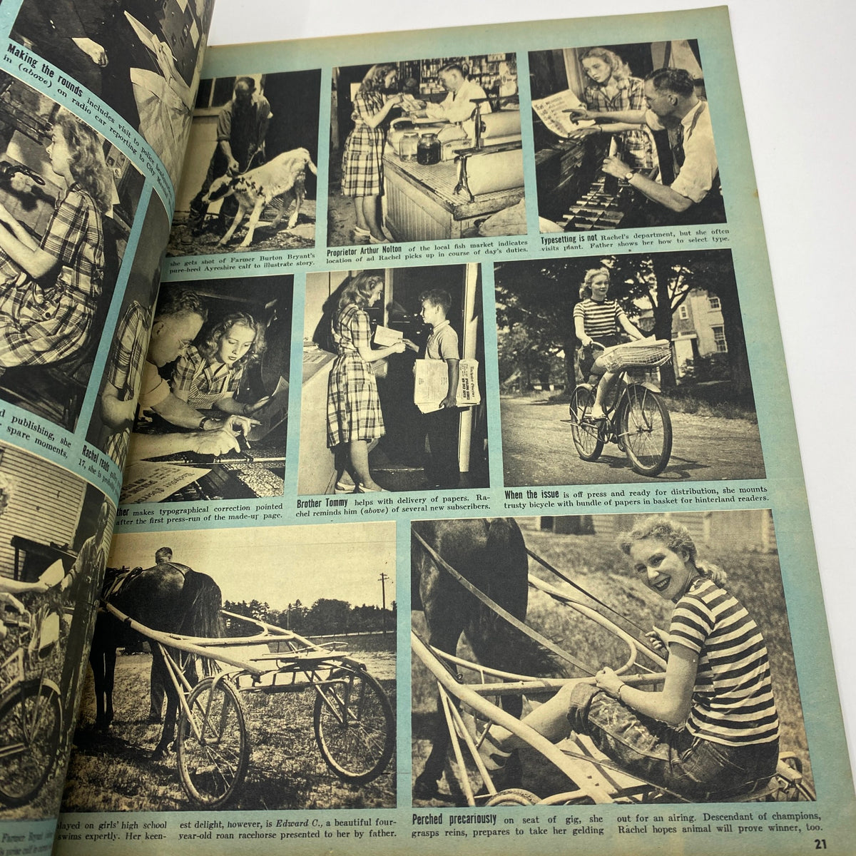 Vintage See Magazine July 1945 featuring a collage of black and white photographs showcasing everyday life and activities from the past.