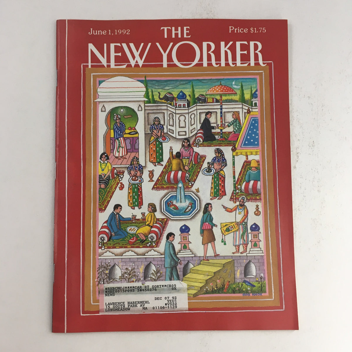 The New Yorker June 1 1992 magazine cover featuring a vibrant theme by Bob Knox, showcasing a colorful illustration with characters in traditional attire.