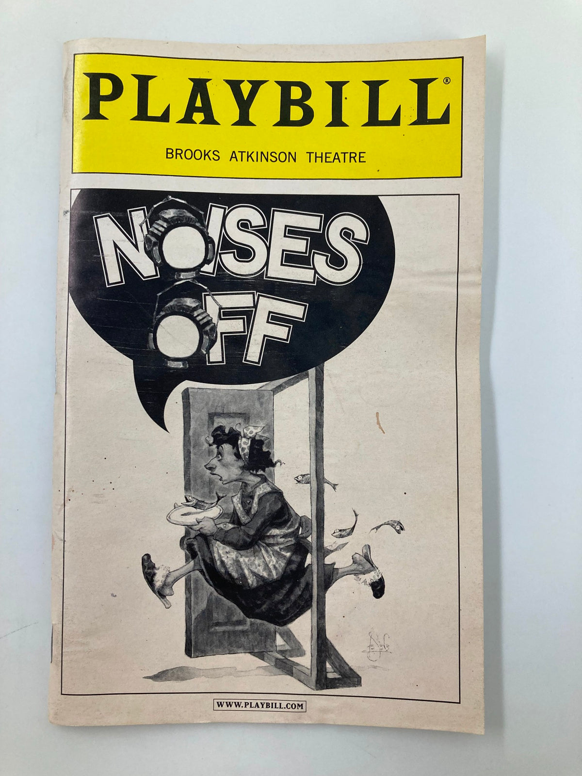 2001 Playbill for Noises Off at Brooks Atkinson Theatre featuring a humorous cover illustration.