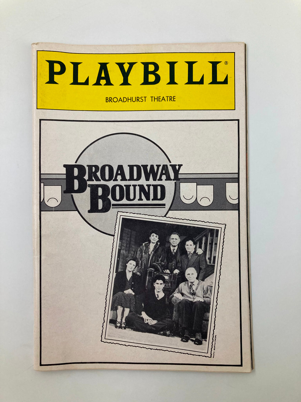 Cover of the 1987 Playbill for Broadway Bound at the Broadhurst Theater featuring a vintage design and nostalgic aesthetics.