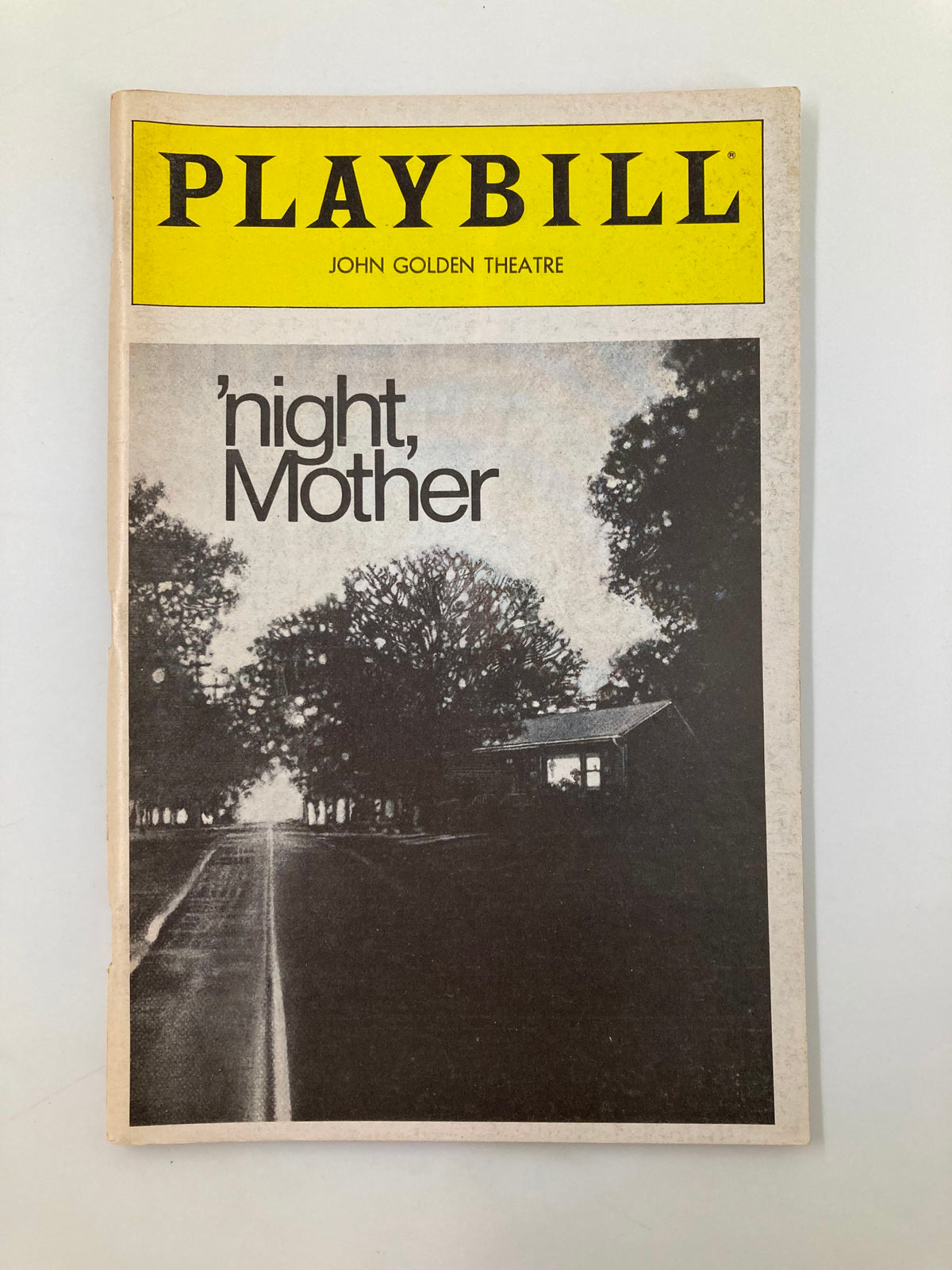 1983 Playbill for 'Night Mother' at John Golden Theatre featuring a scenic cover with trees and a road leading into the distance.