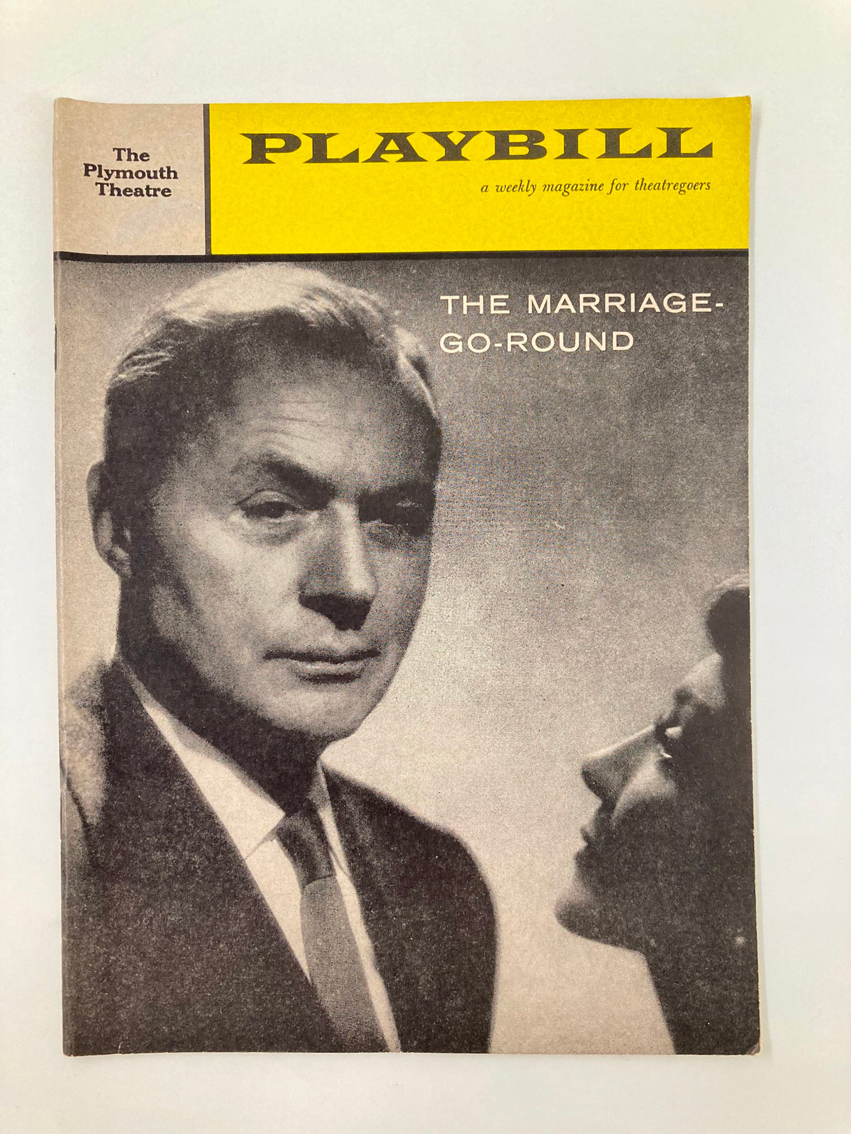 1960 Playbill for The Marriage-Go-Round at The Plymouth Theatre featuring Charles Boyer on the cover, showcasing vintage theatrical art.