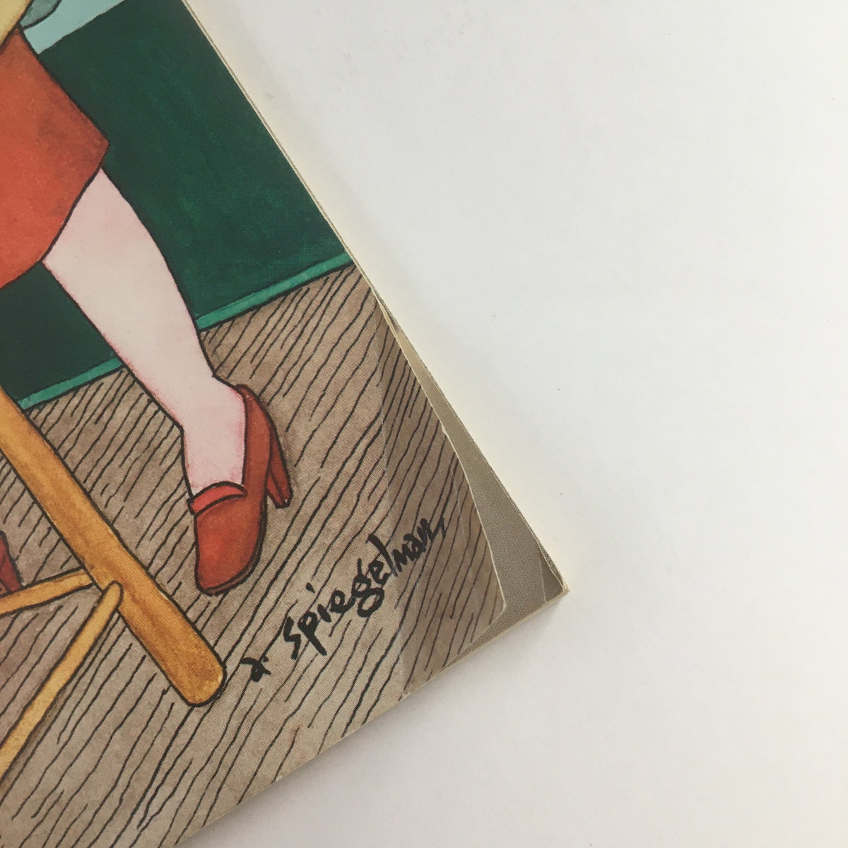 Detail of the cover art from The New Yorker May 10 1993 Full Magazine Theme Cover by Art Spiegelman, showcasing a colorful illustration of a woman seated, with visible signature of the artist.
