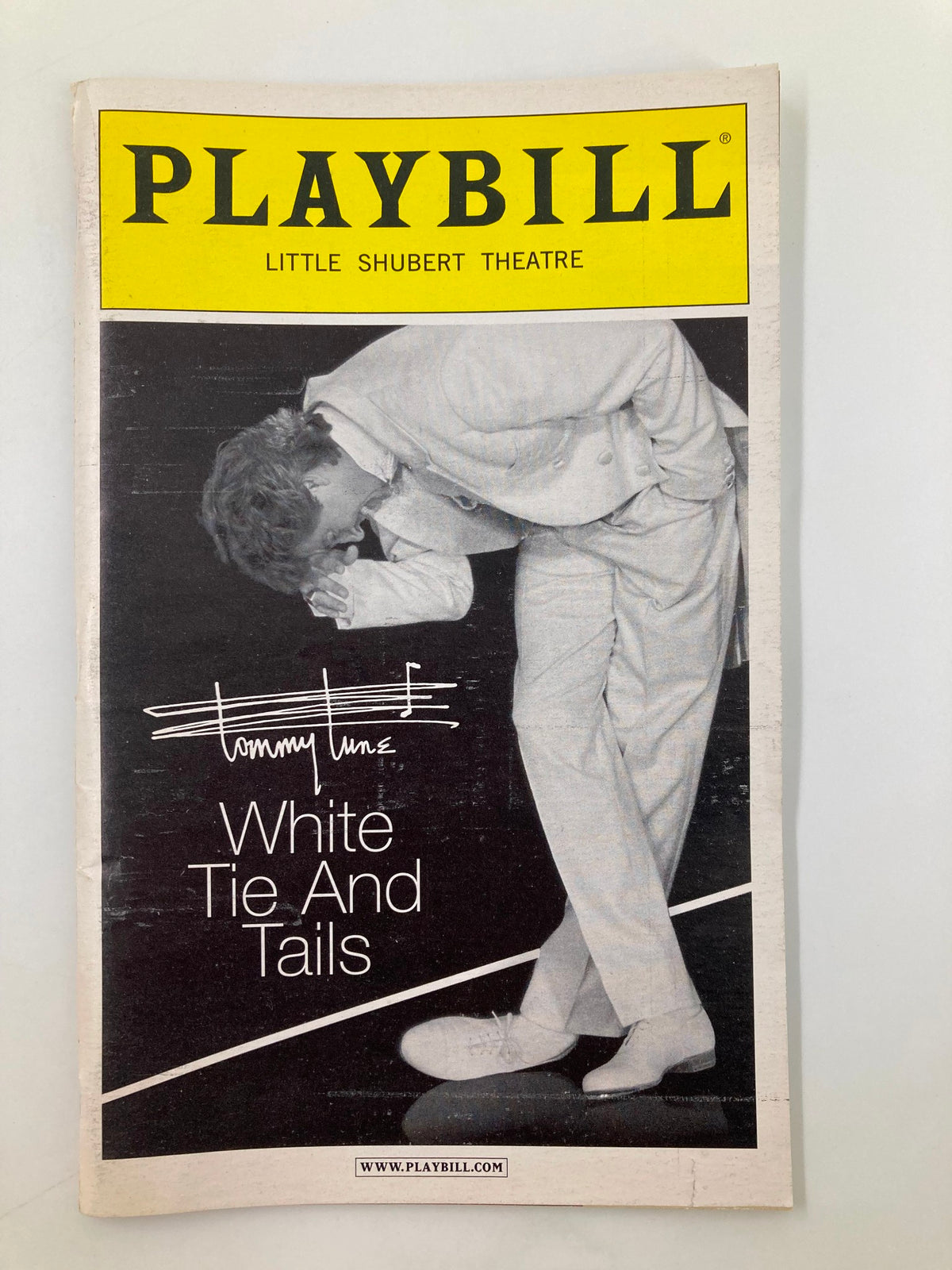 Front cover of the 2002 Playbill for Tommy Tune's White Tie and Tails at the Little Shubert Theatre, featuring a black and white image of Tommy Tune.