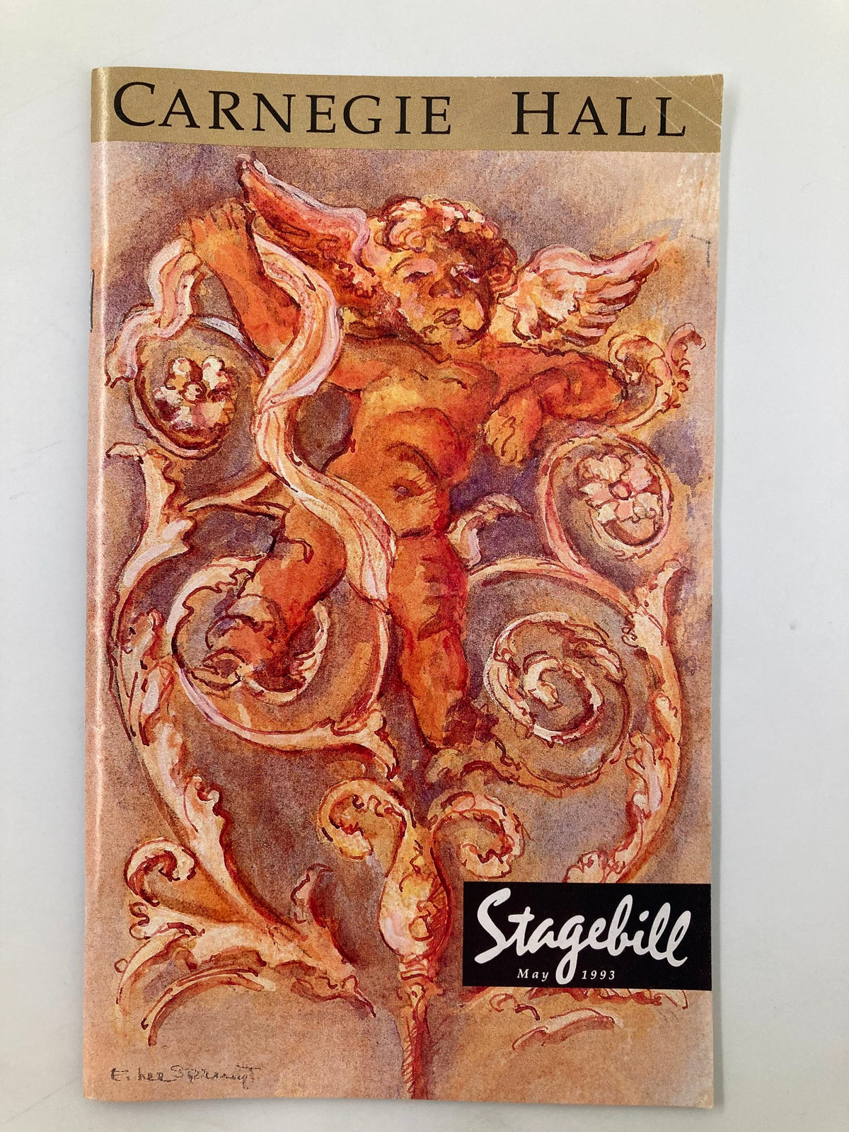 1993 Stagebill Carnegie Hall cover featuring a decorative cherub design for the performance of Nana Mouskouri 'Falling in Love Again'.