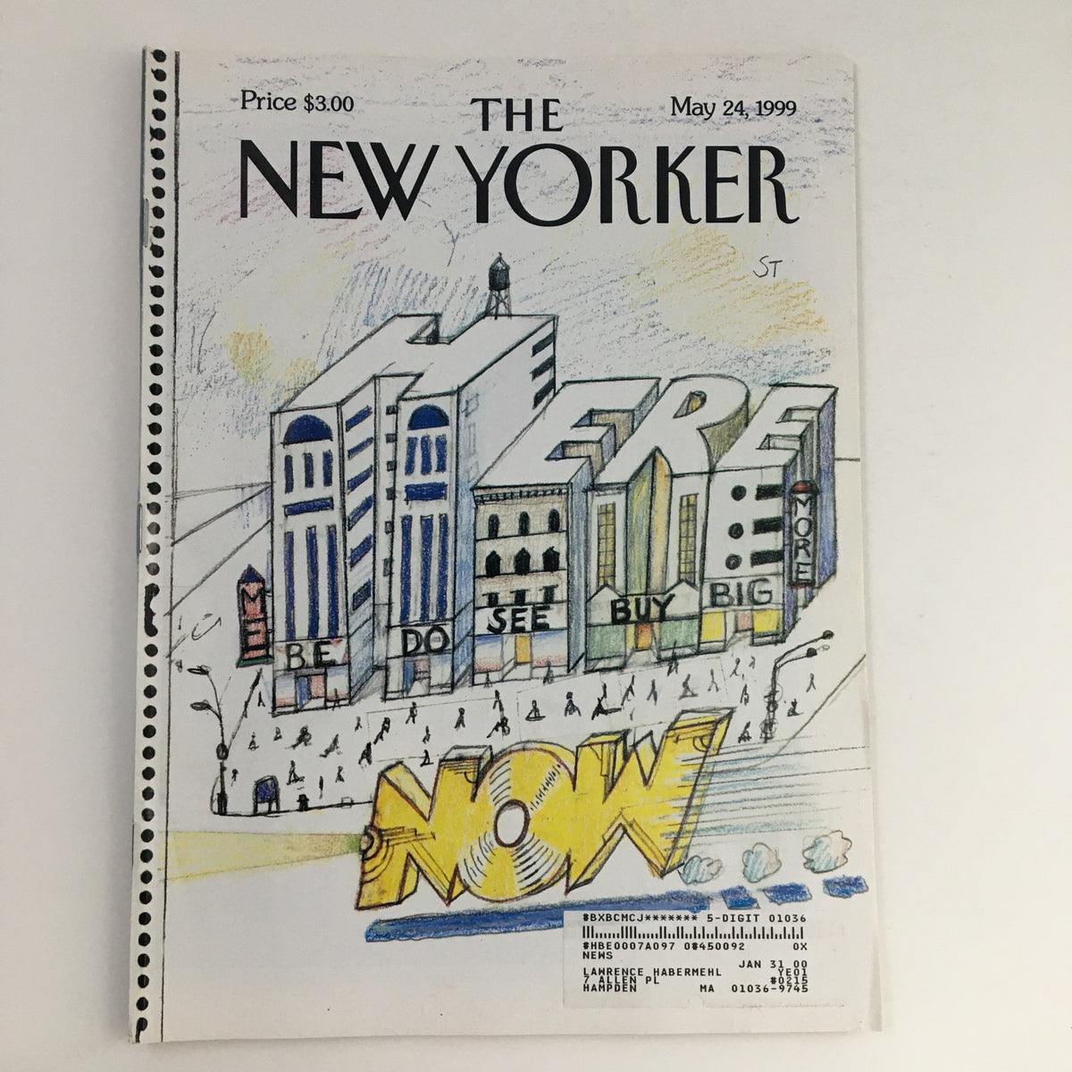 Cover of The New Yorker magazine dated May 24, 1999, featuring colorful illustration by Saul Steinberg with a title graphic reading 'NOW' and urban scenery.