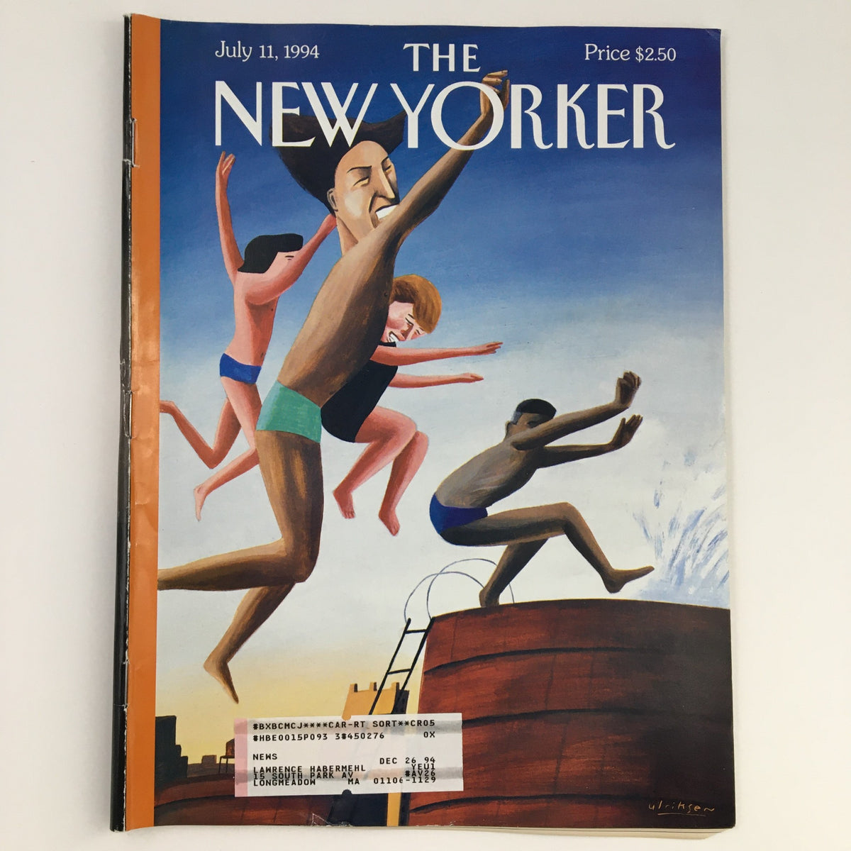 The New Yorker July 11 1994 Full Magazine cover featuring an illustration by Mark Ulriksen depicting children diving into water, showcasing the magazine's iconic vintage style.