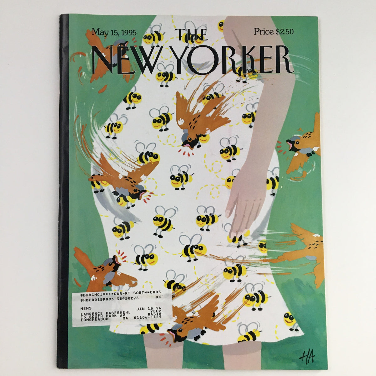 Cover of The New Yorker magazine dated May 15, 1995, featuring an illustration by Bob 'HA' Zoell with bees and birds, priced at $2.50.