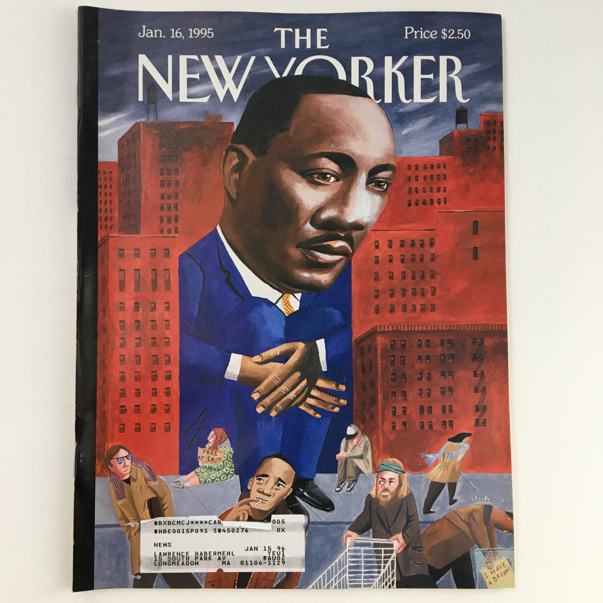 Cover of The New Yorker magazine from January 16, 1995, featuring a theme cover by Mark Ulriksen depicting a portrait of Martin Luther King Jr. against a city backdrop.