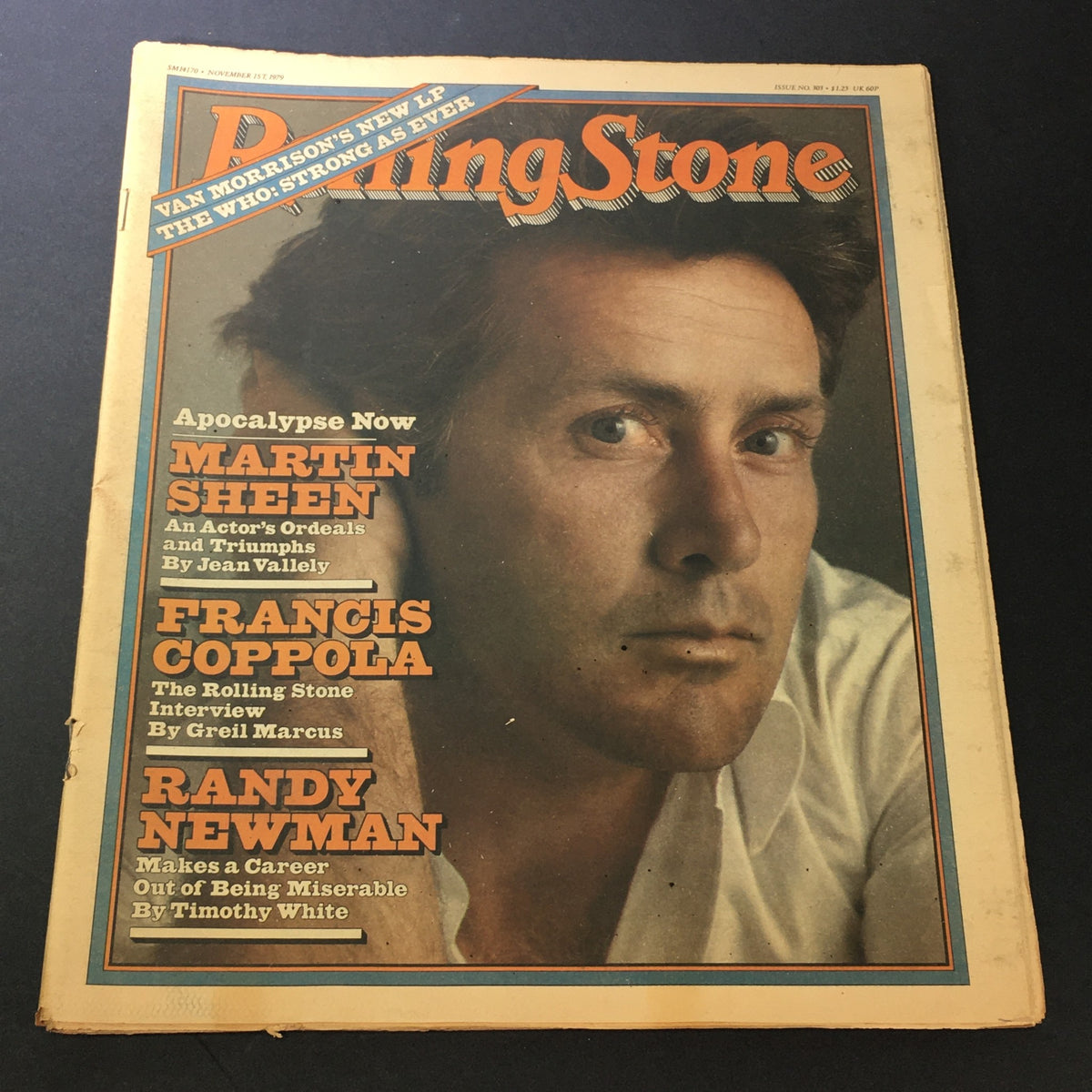 VTG Rolling Stone Magazine November 1 1979 cover featuring Martin Sheen and Francis Coppola, showcasing articles on Apocalypse Now and Randy Newman. Captures the essence of the late 1970s entertainment scene.