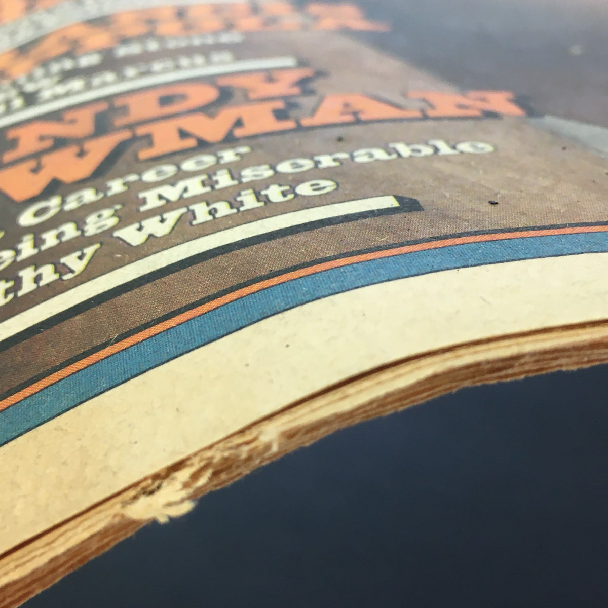 Close-up of the edge of the VTG Rolling Stone Magazine November 1 1979, featuring text highlighting Randy Newman's article on his career. Reflects the magazine's vintage condition.