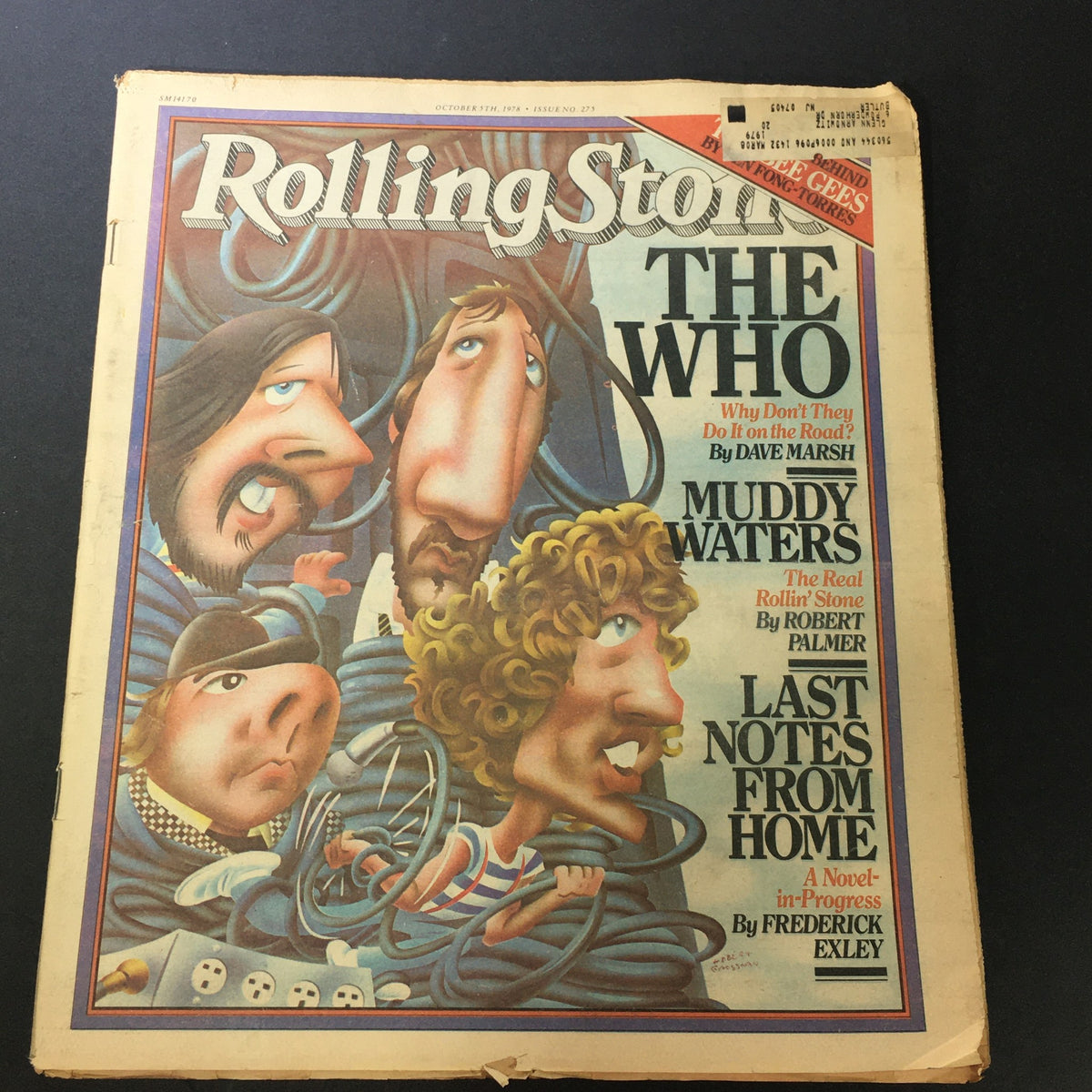Front cover of the VTG Rolling Stone Magazine from October 5, 1978, featuring illustrations of The Who, Muddy Waters, and the Bee Gees.