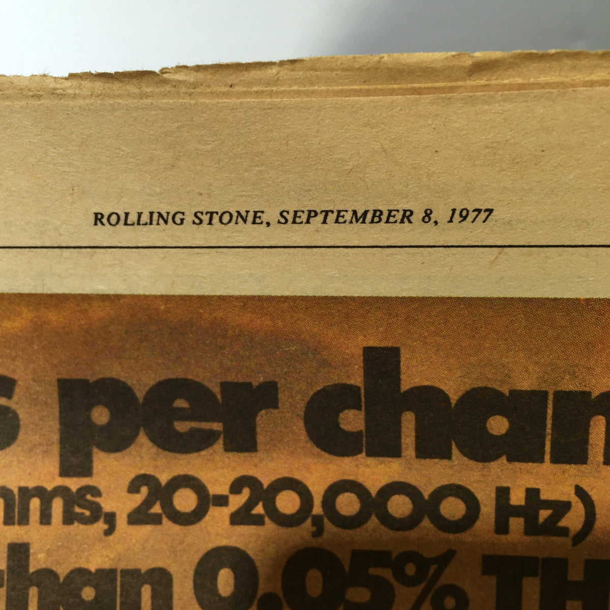 Vintage Rolling Stone magazine September 8, 1977 - highlighting the date at the top of the page.