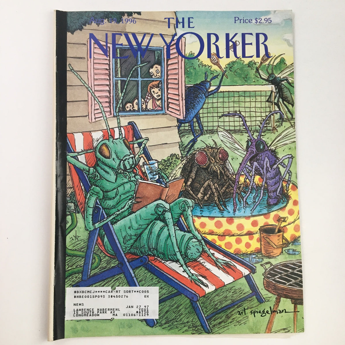 Cover of The New Yorker August 19 1996 featuring artwork by Art Spiegelman, showcasing whimsical insect characters enjoying a summer day.