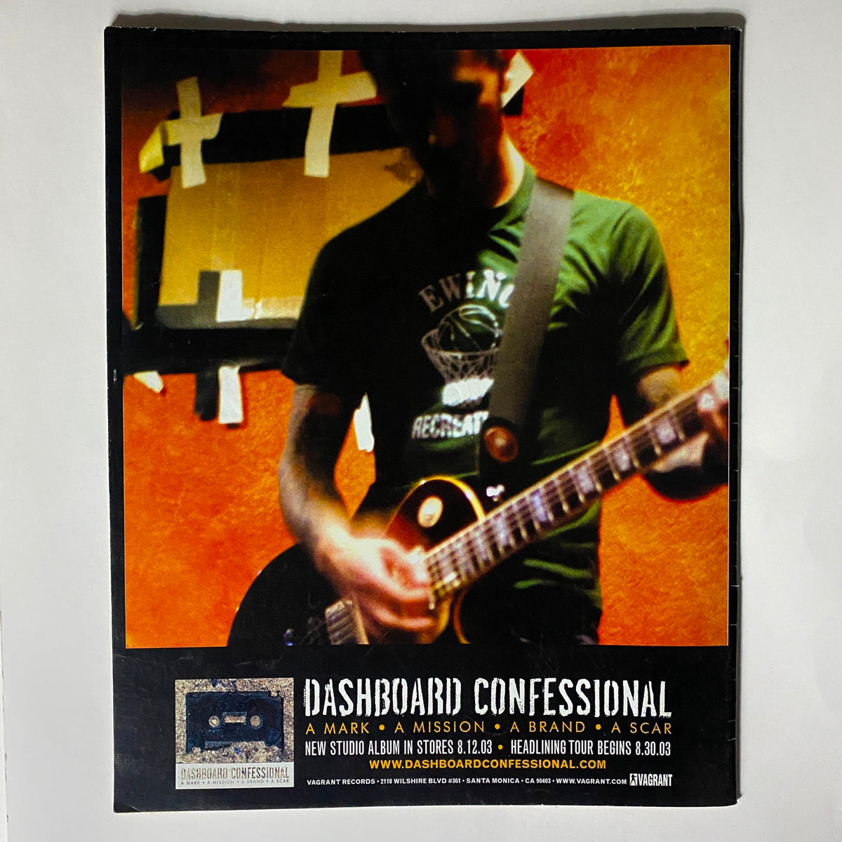 Promotional page from Zero Magazine August 10 2003 featuring Dashboard Confessional, highlighting their new studio album and upcoming tour information.