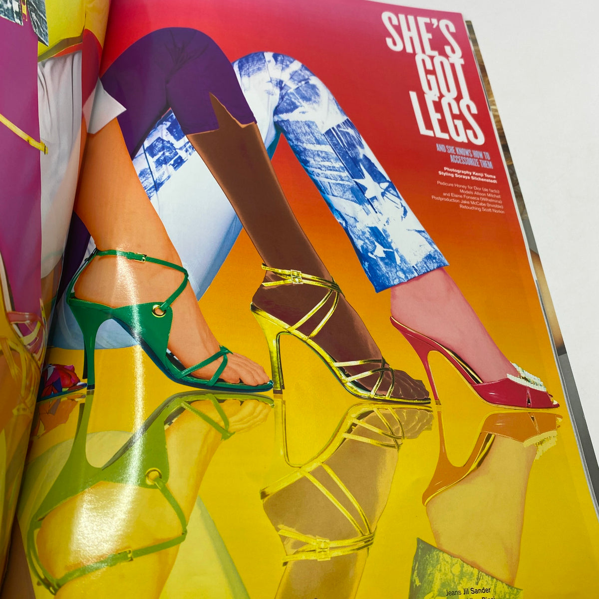 Fashion editorial from V Magazine Summer 2005 No. 35 featuring striking footwear styles including colorful heels and sandals, embodying summer fashion trends.