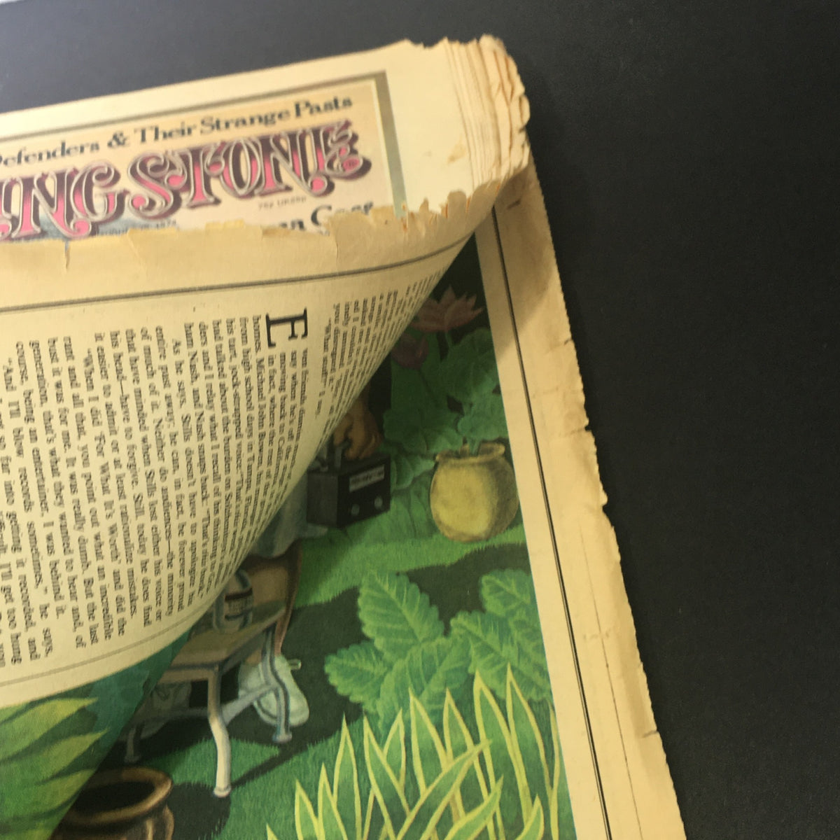 Interior pages of the Vintage Rolling Stone Magazine displaying old articles and art related to John Lennon and Crosby, Stills, Nash, published on August 29, 1974.