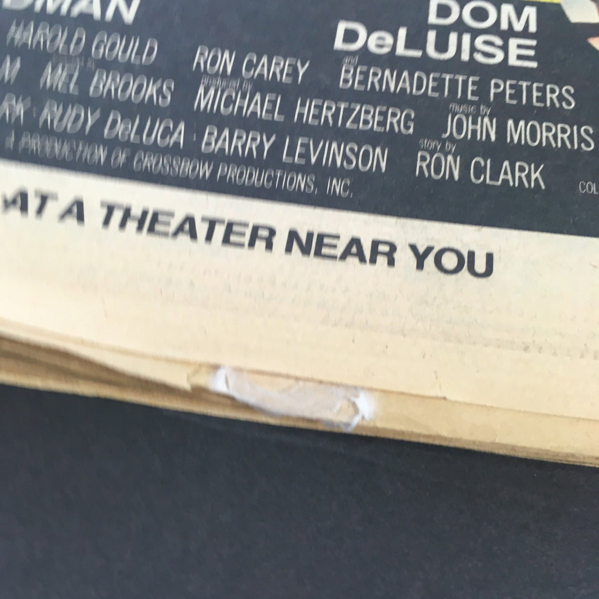 Close-up image of the back cover of the VTG Rolling Stone Magazine from July 1, 1975, featuring promotional text for a film with Dom DeLuise and other actors, showcasing the vintage design of the era.