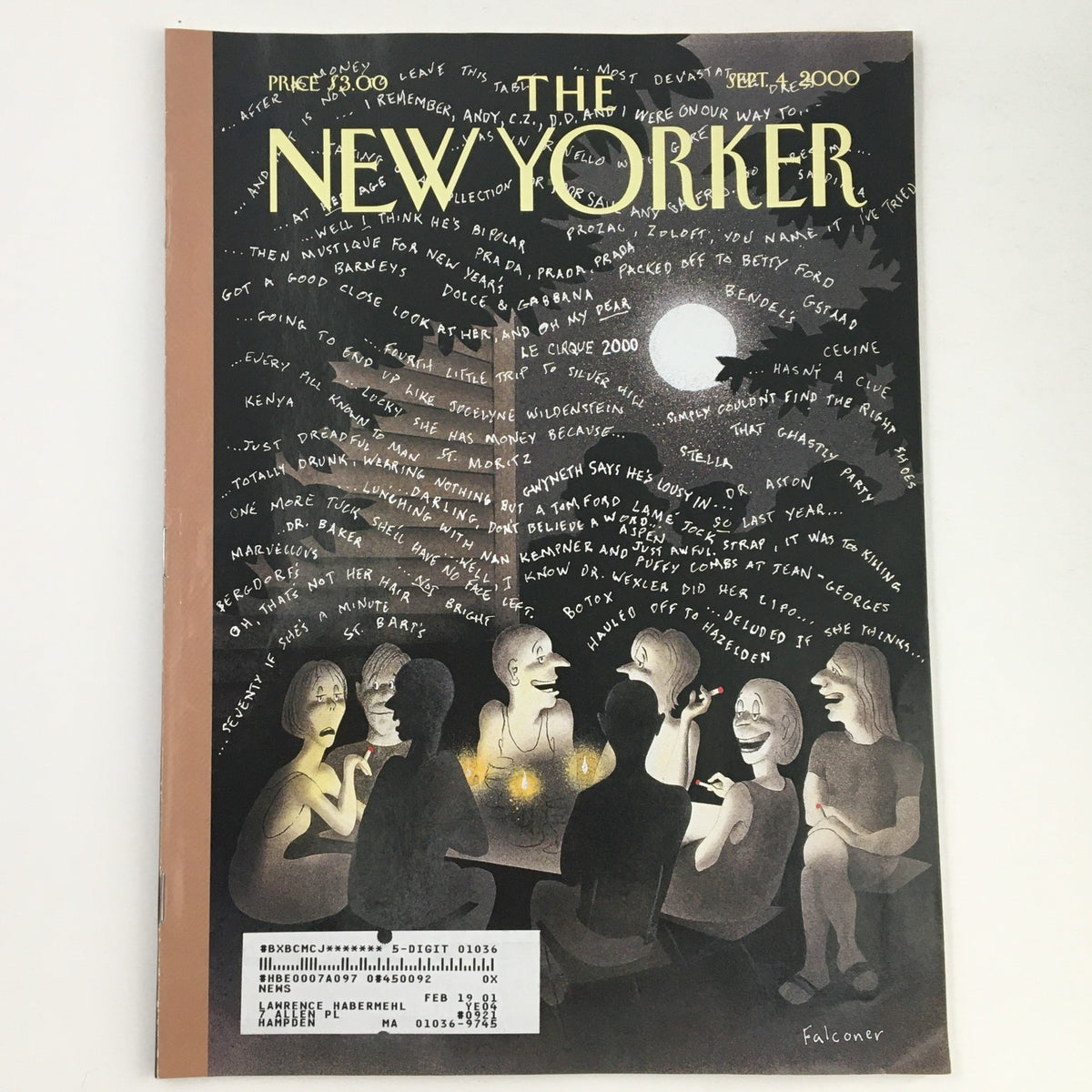 The New Yorker September 4 2000 Full Magazine Theme Cover Art by Ian Falconer featuring whimsical characters engaged in conversation, capturing the essence of contemporary culture and humor typical of early 2000s.