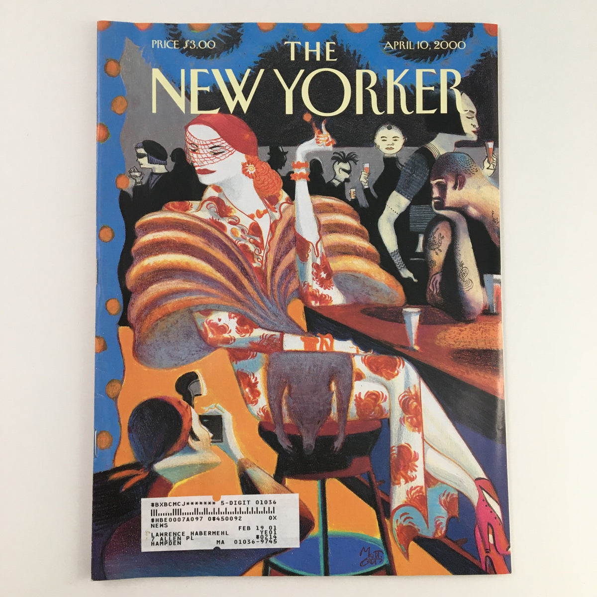 The New Yorker April 10 2000 magazine cover featuring iconic artwork by Lorenzo Mattotti, showcasing vibrant colors and artistic illustration.