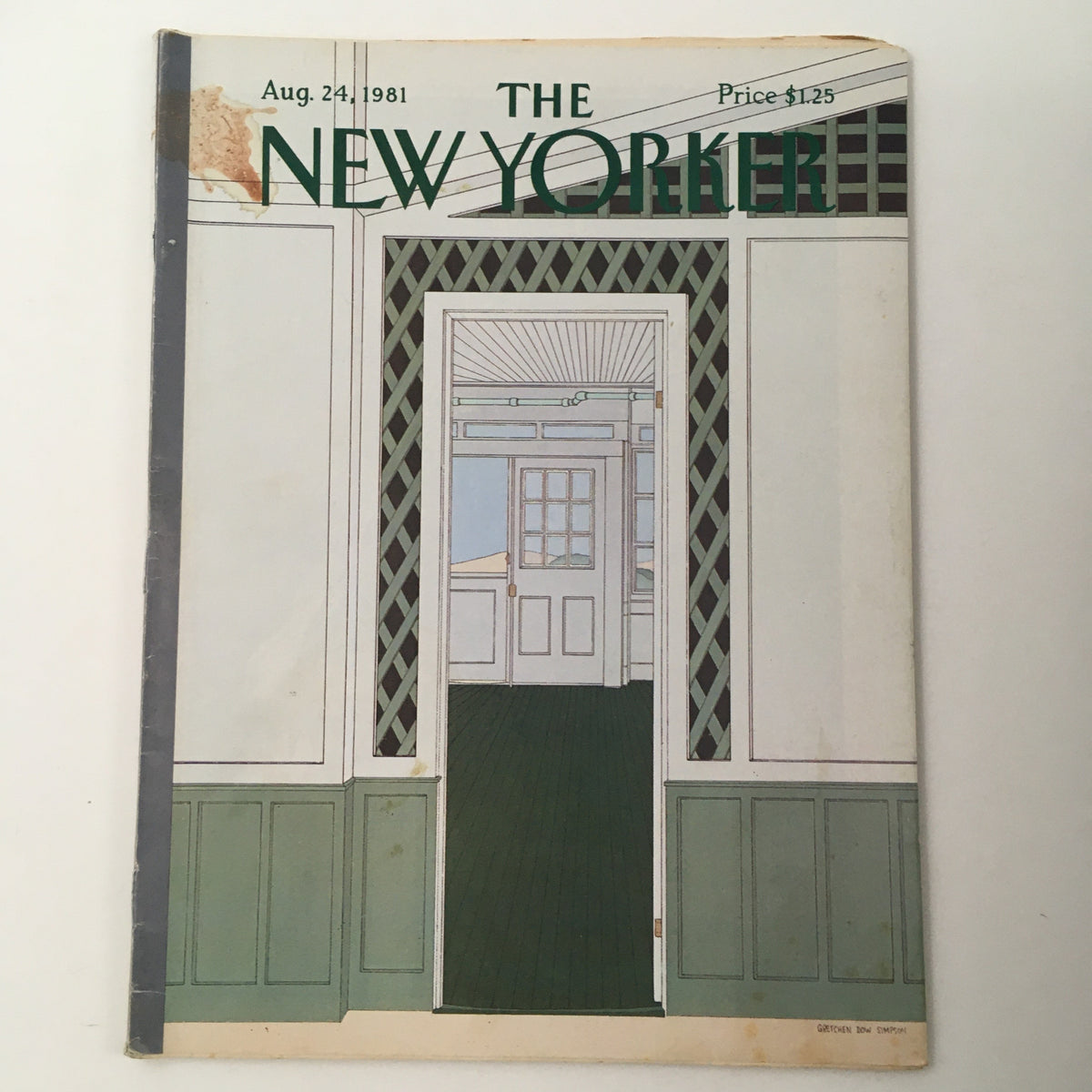 Cover of The New Yorker Magazine dated August 24, 1981, featuring theme art by Gretchen Dow Simpson, with a design that reflects the unique artistry of the publication.