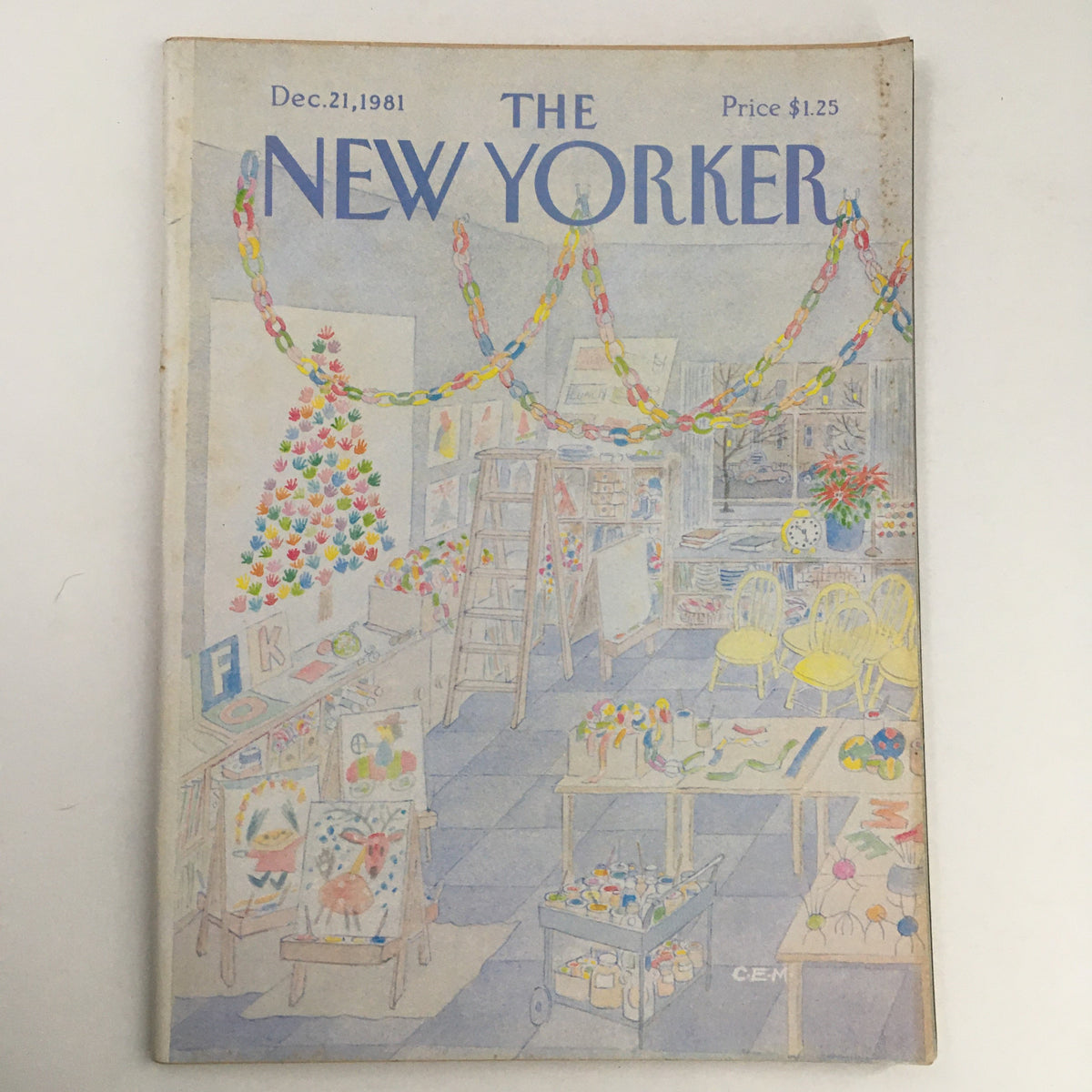 The New Yorker Full Magazine December 21, 1981 featuring a colorful theme art cover by Charles Martin, depicting a well-decorated room with a Christmas tree and festive ornaments.