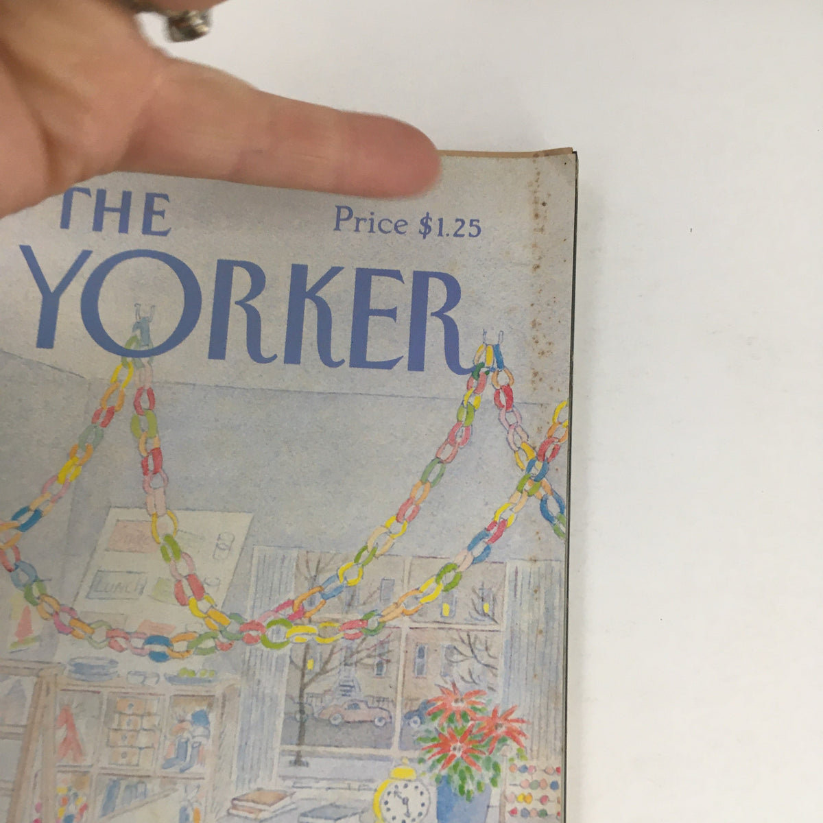 Close-up of The New Yorker Full Magazine December 21, 1981 cover showing the magazine title and price, with a holiday theme illustration in the background.