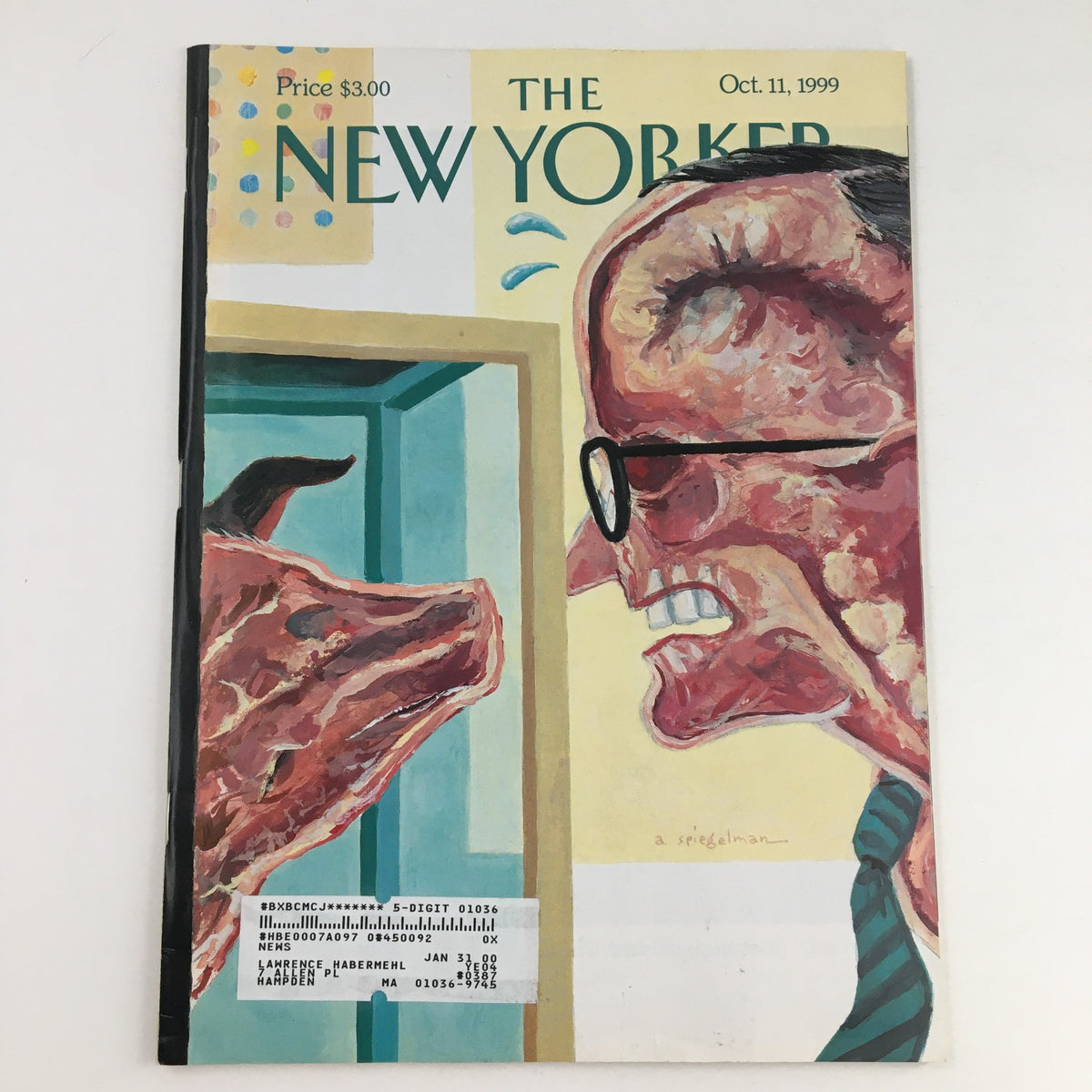 The New Yorker Magazine October 11 1999 cover featuring theme art by Art Spiegelman, showcasing a striking illustration of a confrontation.