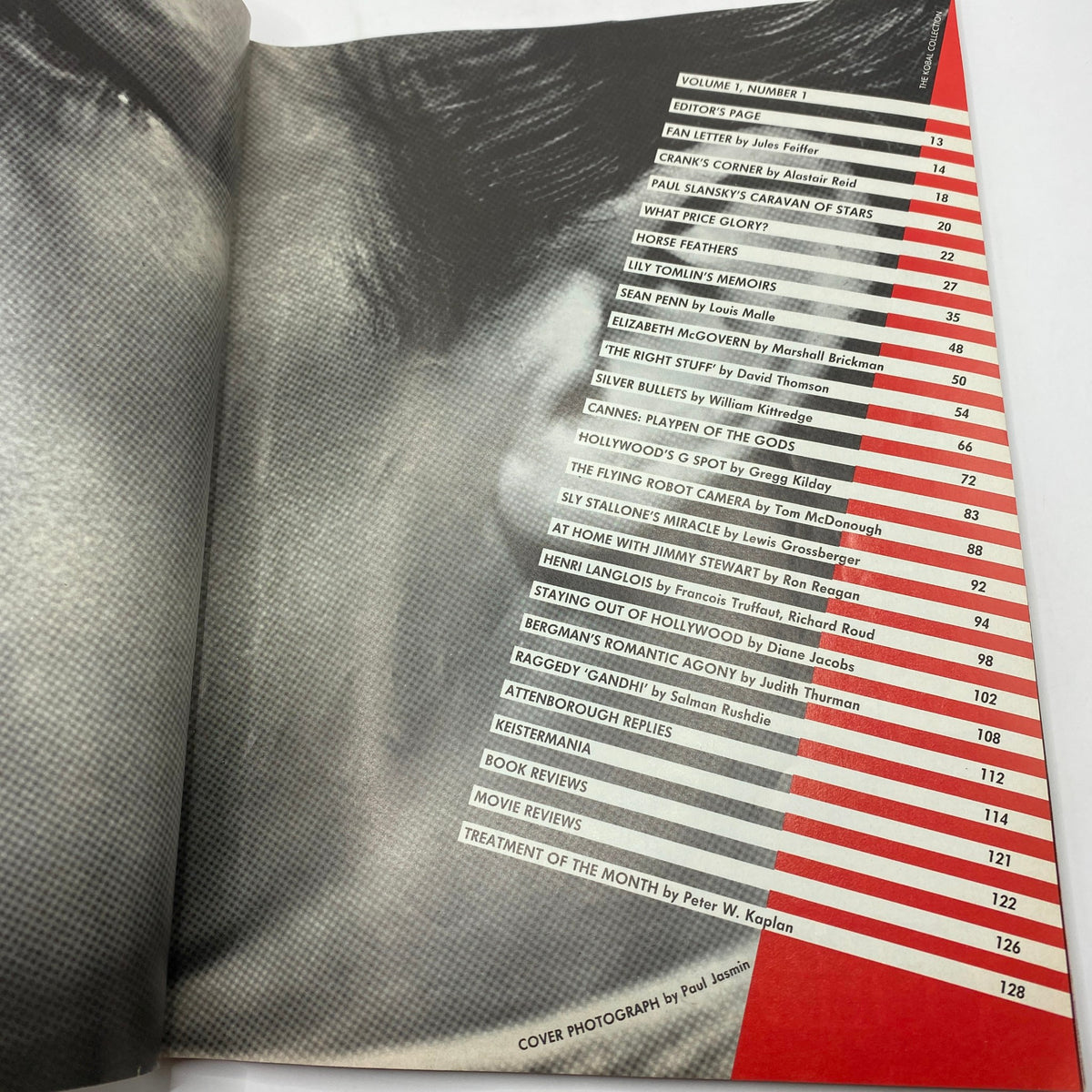Inside page of VTG The Movies Magazine July 1983 showcasing a table of contents, revealing various features and articles related to film and entertainment.