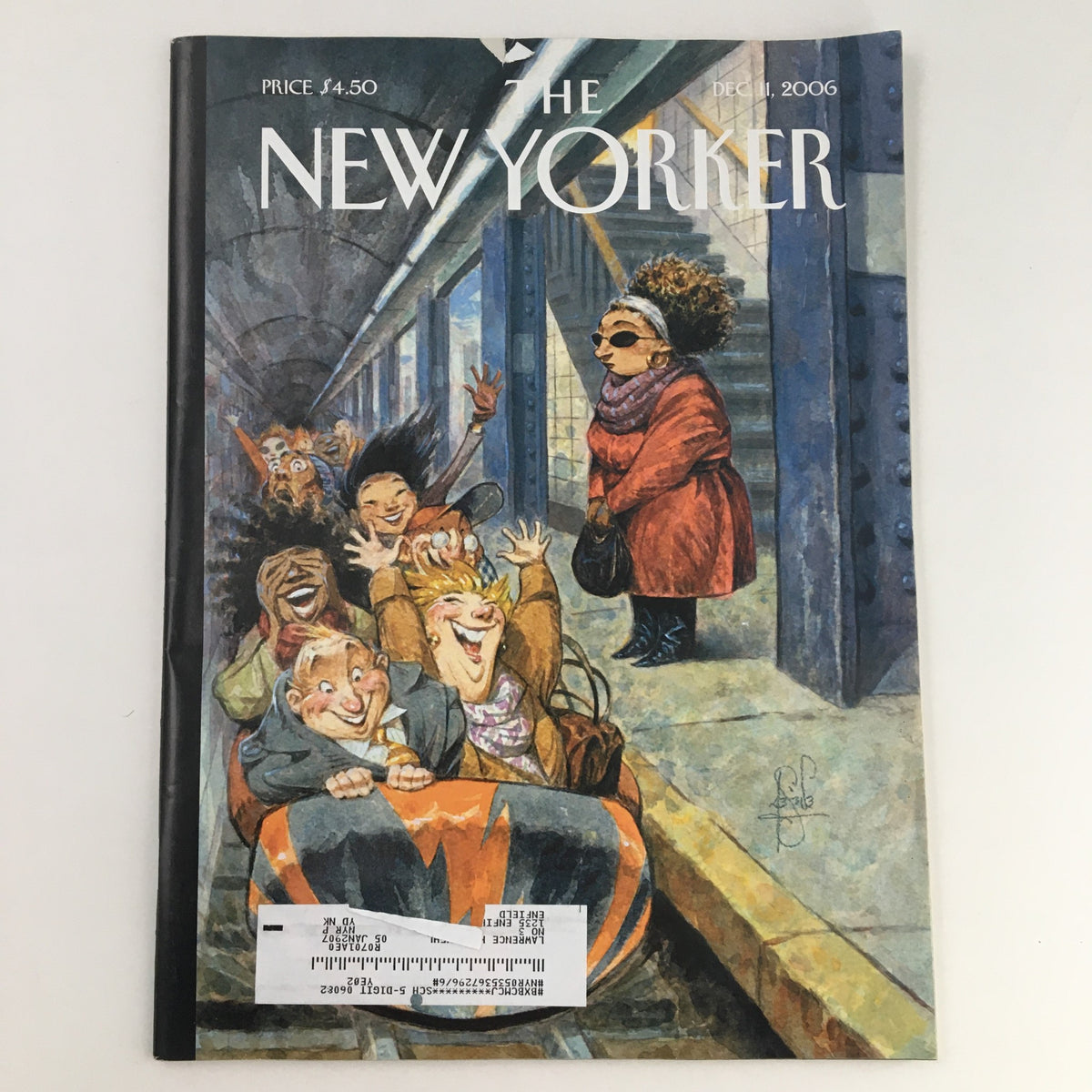 The New Yorker Magazine December 11 2006 cover featuring theme art by Peter de Sève, depicting a lively scene of characters enjoying a subway ride, showcasing vibrant illustration and humor.