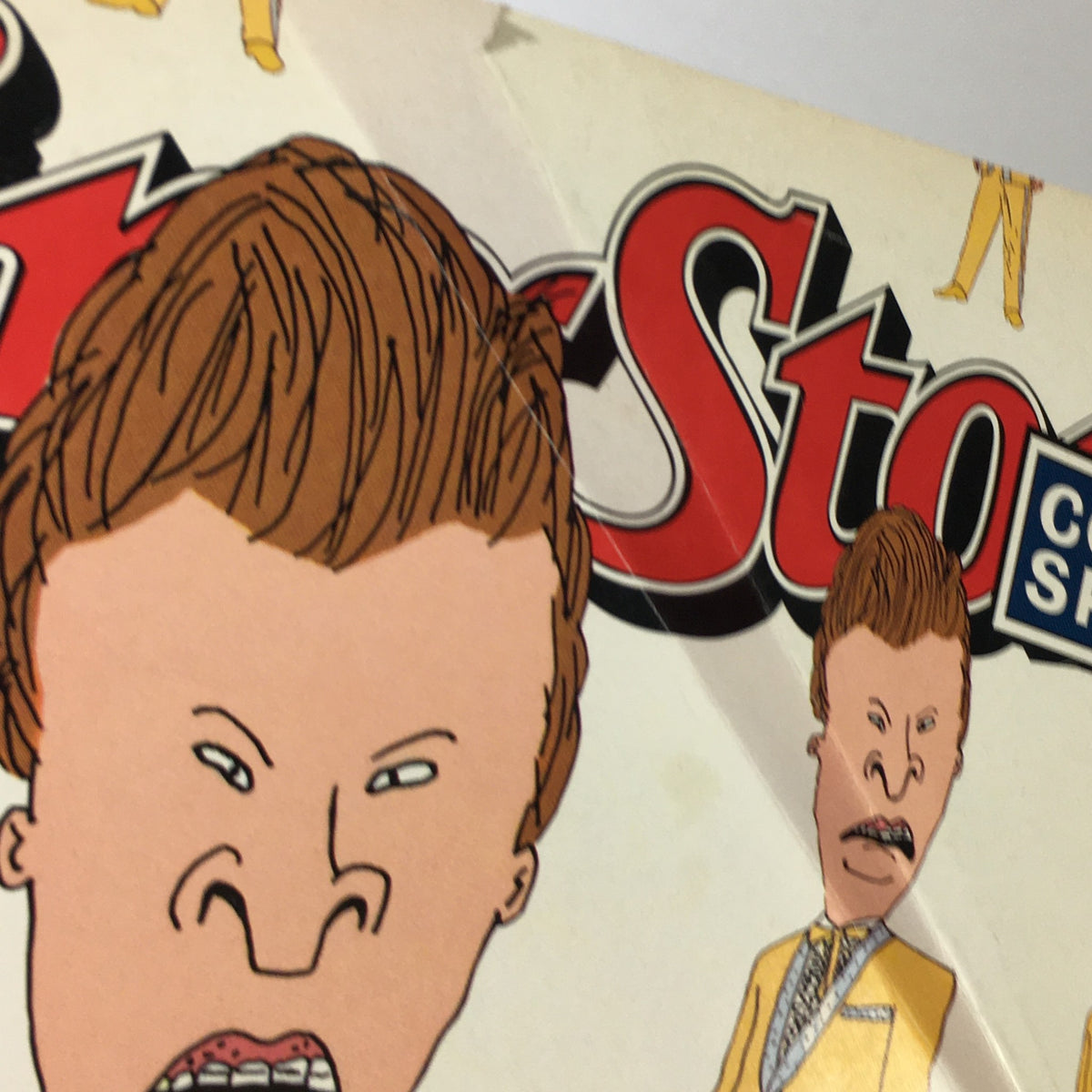 Close-up image from the cover of the vintage 'Rolling Stone Magazine' dated March 24, 1994, featuring cartoon renditions of Beavis and Butt-Head with expressive faces, reflecting early 90s humor.
