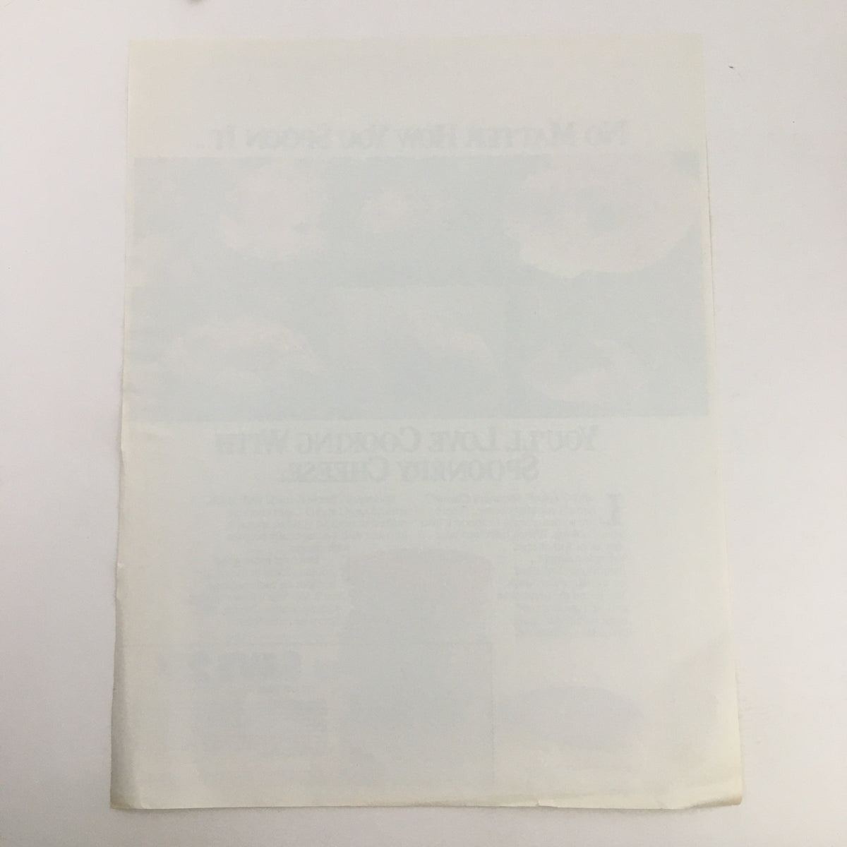 1983 Sharp Spoonery Cheese Circular Coupon Advertisement - Image showing the back of the coupon advertisement, featuring a clear view of the printed content and layout.