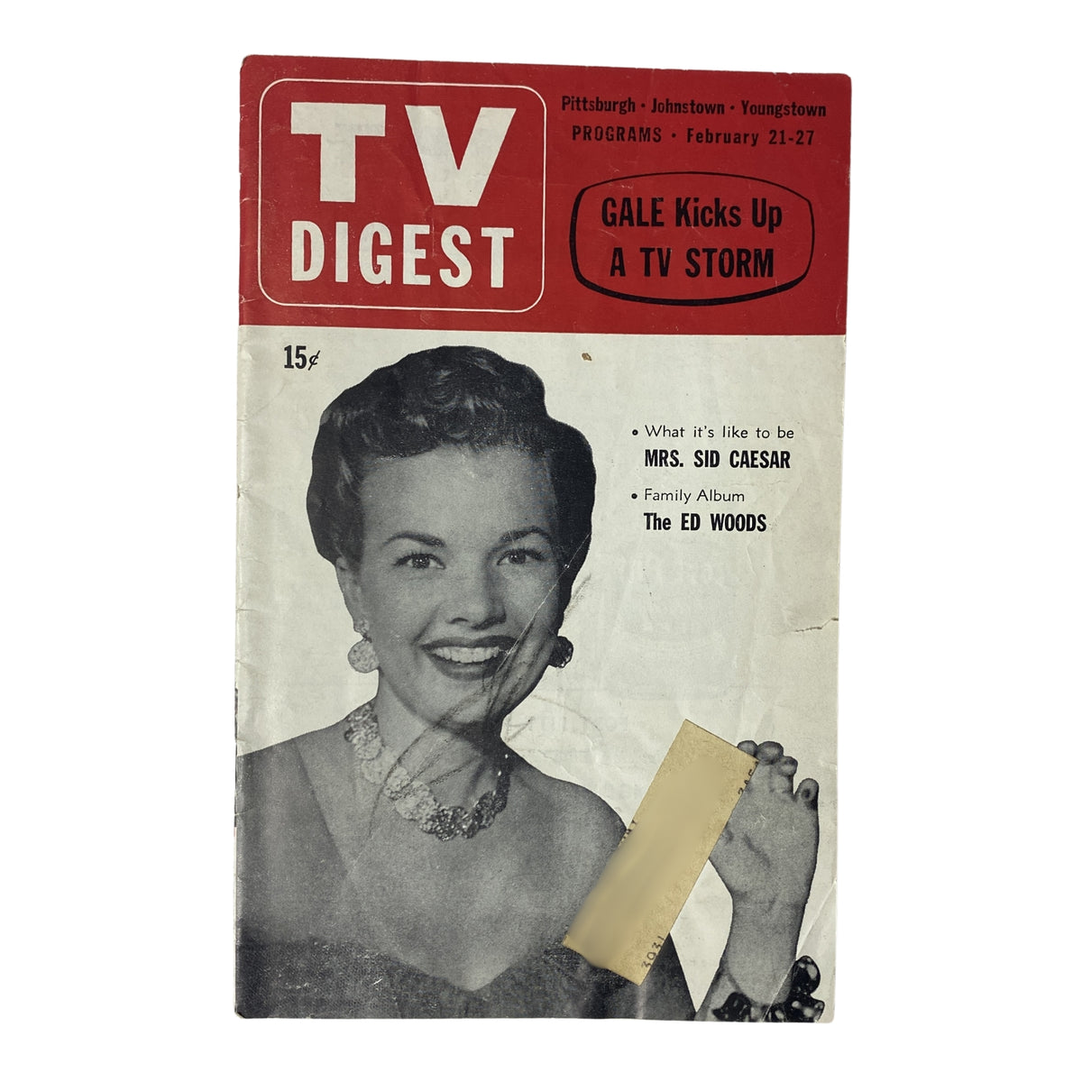 Cover of TV Digest Magazine February 21, 1953 featuring actress Gale Storm with the text 'GALE Kicks Up A TV STORM' with Pittsburgh listings.