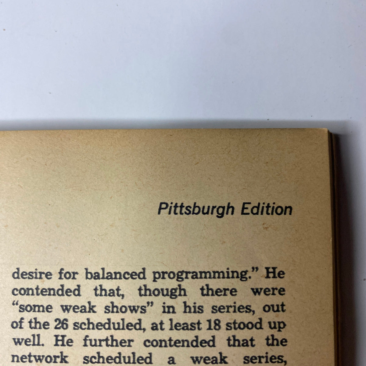 Text showing the Pittsburgh Edition label from TV Guide Magazine January 25, 1964, indicating local relevance.