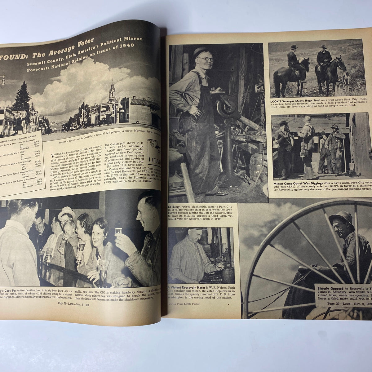 Look Magazine November 8, 1938 featuring the article 'Found: The Average Voter', showcasing a black and white montage of voters and electoral scenes.