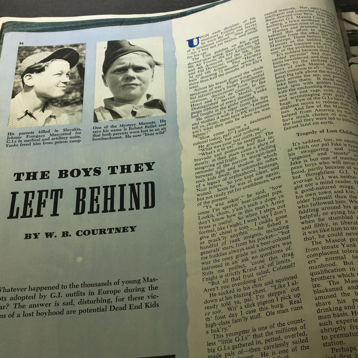 Image from VTG Collier's Magazine October 4 1947 featuring children in wartime America, accompanying the poignant narrative 'The Boys They Left Behind'.
