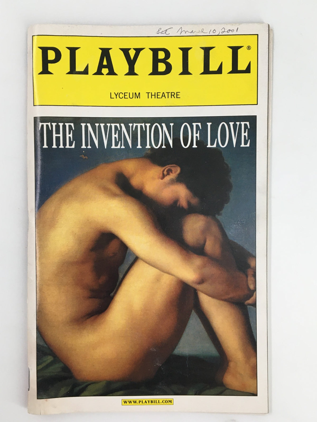 2001 Playbill from the Lyceum Theatre featuring 'The Invention of Love' with an artistic cover design.