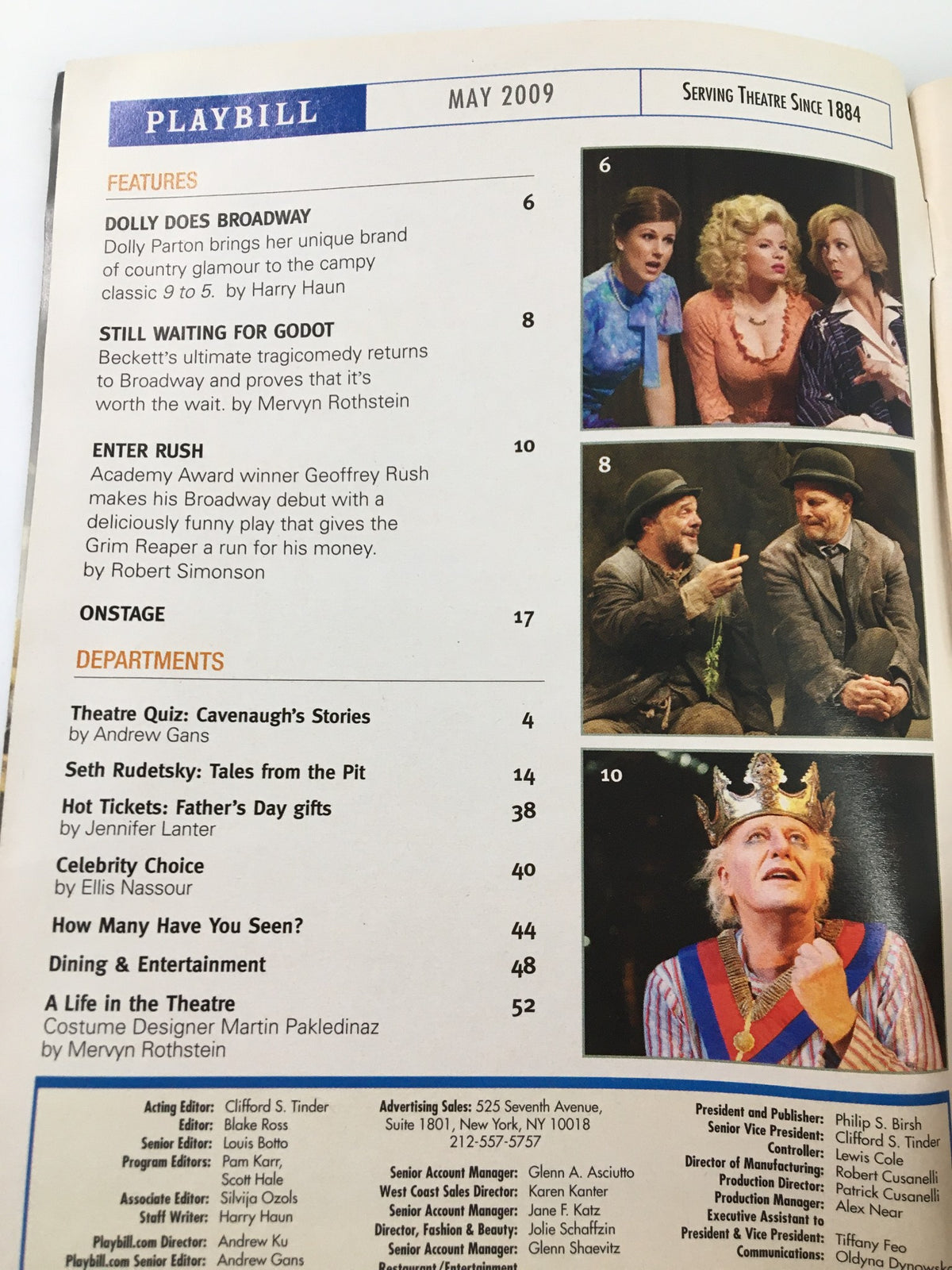 Inside of the 2009 Playbill from The Music Box featuring Phylicia Rashad in August: Osage County, showcasing articles and features related to Broadway performances.