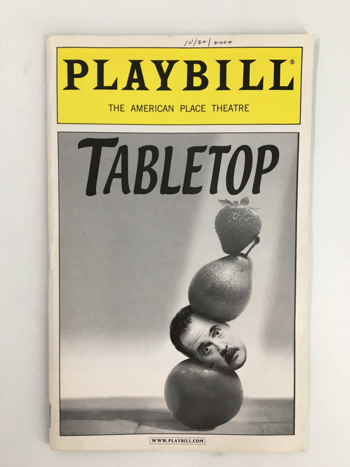 2000 Playbill The American Place Theatre featuring the production Tabletop, showcasing a unique artistic cover design with fruit and a face.
